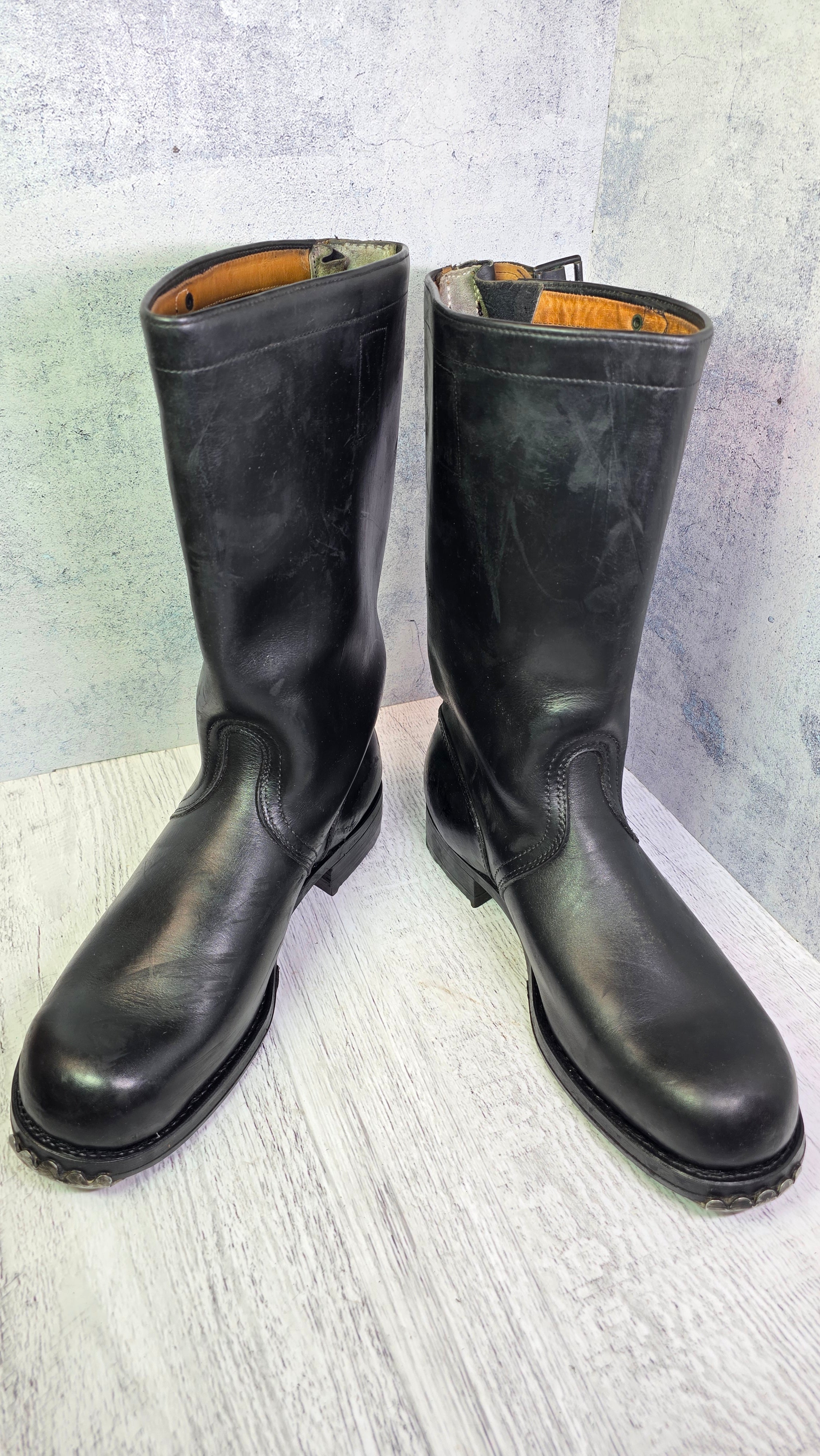 West German Bundeswehr Leather Boots Vintage Knobelbecher Tall Field Boots - Legend Returns Vintage