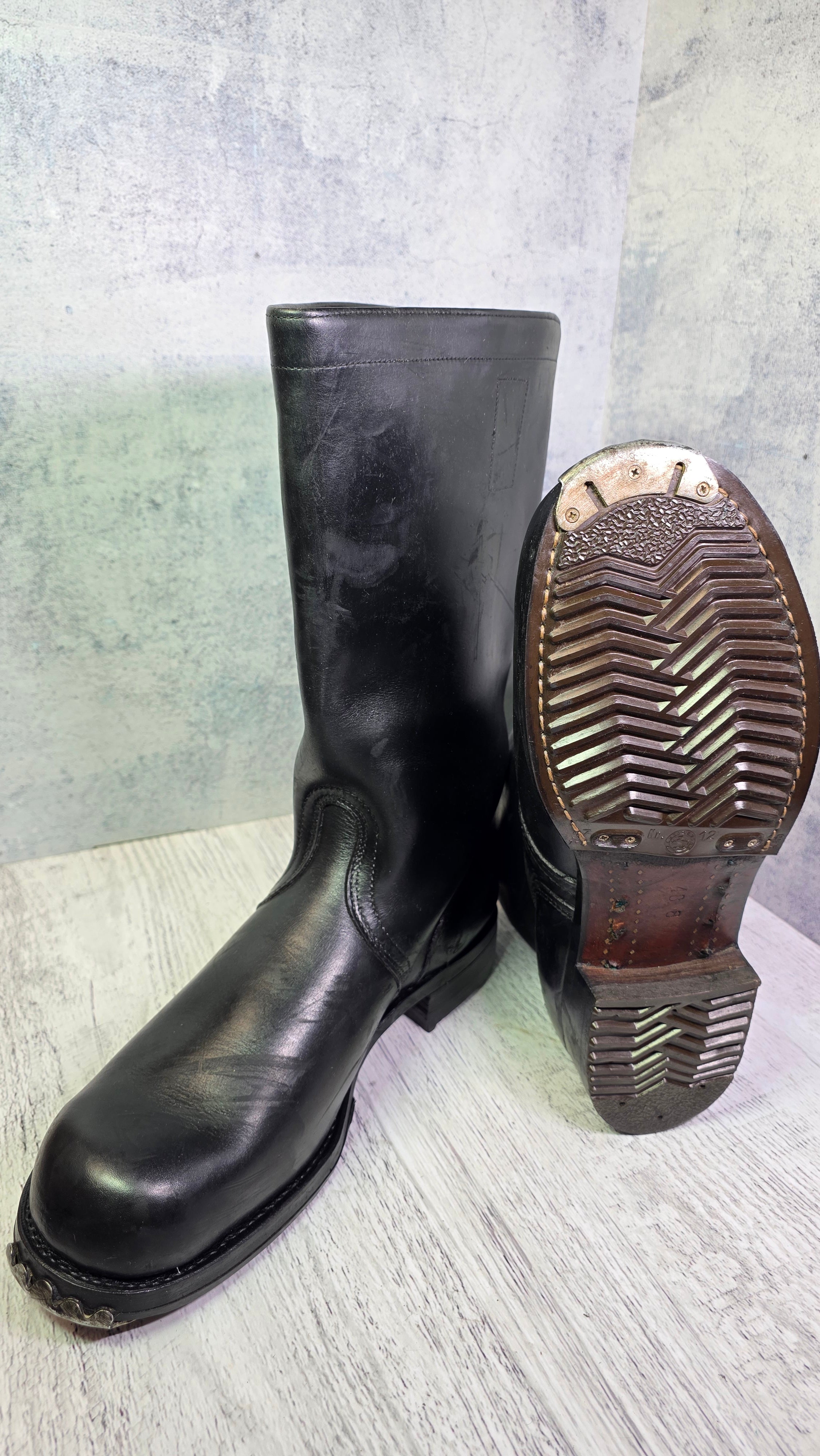 West German Bundeswehr Leather Boots Vintage Knobelbecher Tall Field Boots - Legend Returns Vintage