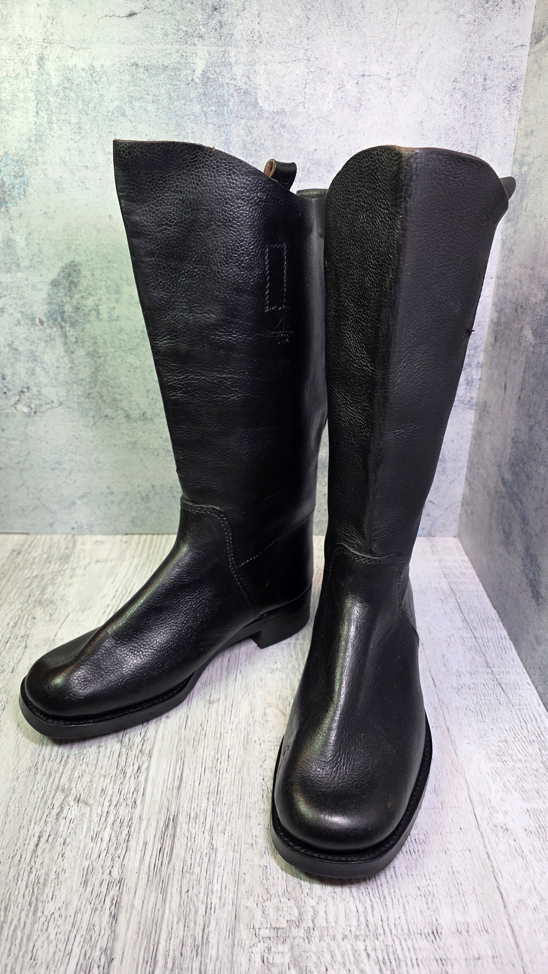 Rare Vintage German Leather Officer Boots Tall Riding Parade Black Boots - Legend Returns Vintage
