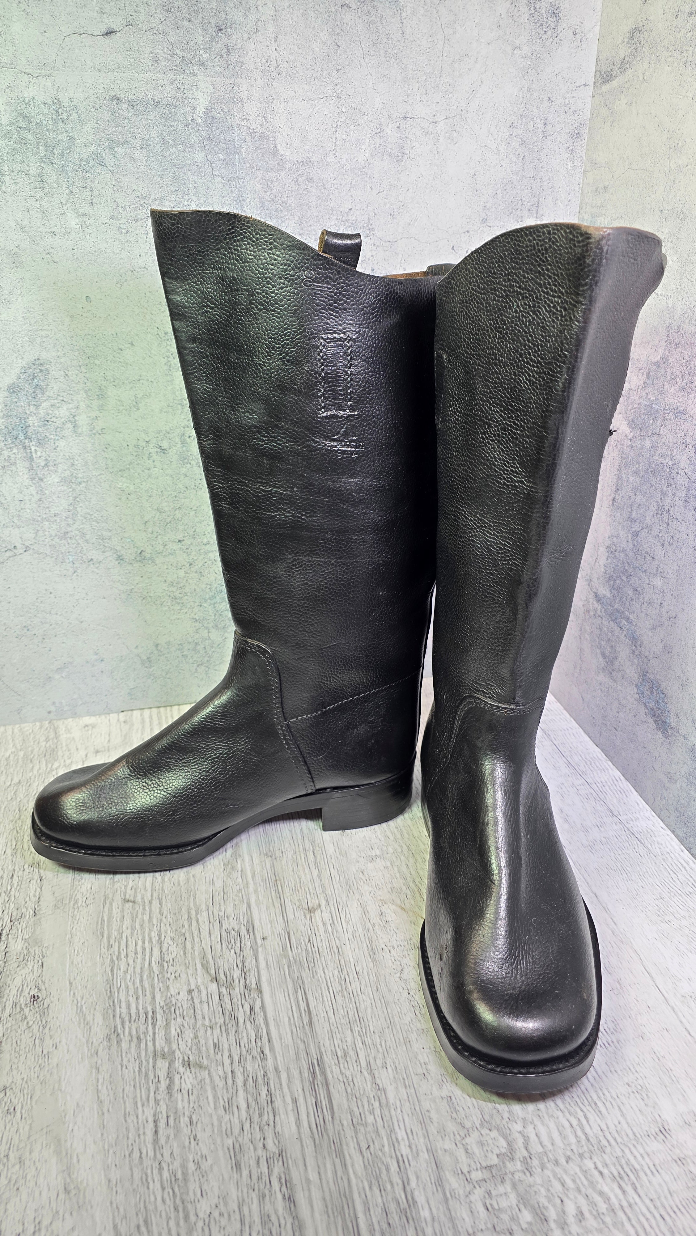 Rare Vintage German Leather Officer Boots Tall Riding Parade Black Boots - Legend Returns Vintage