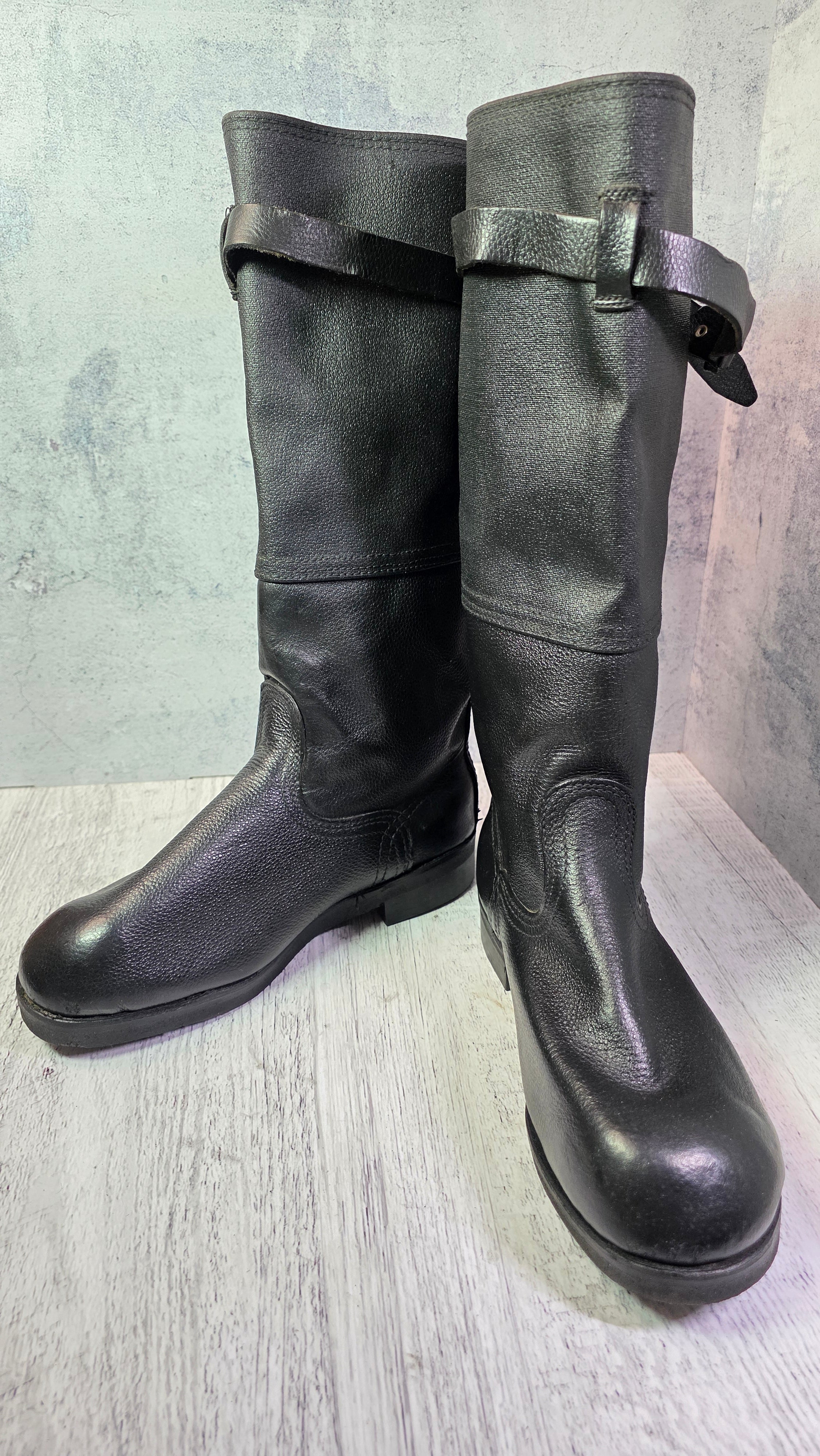 Soviet Air Force Leather Boots Vintage USSR Pilot Style Tall Boots - Legend Returns Vintage