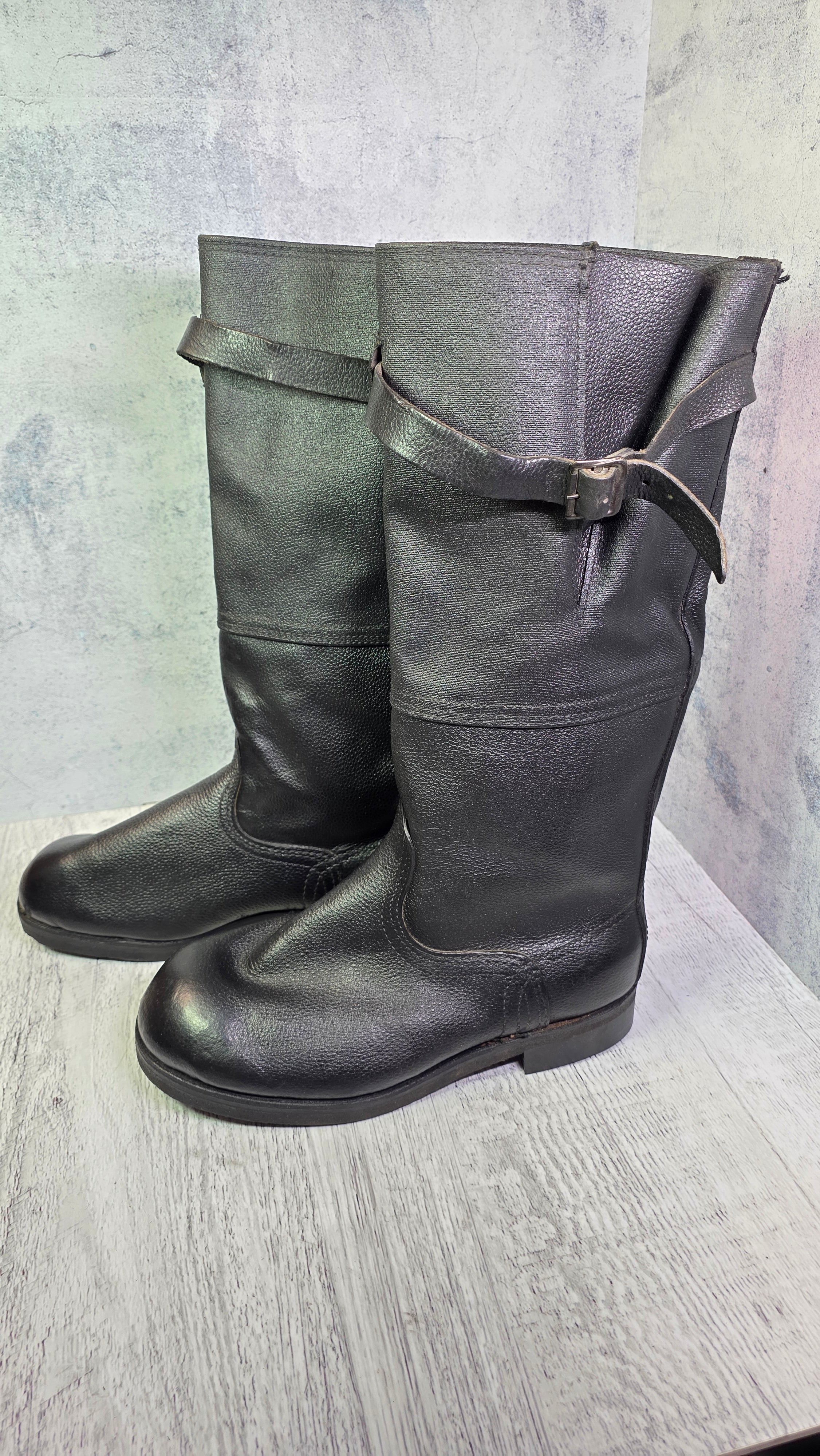 Soviet Air Force Leather Boots Vintage USSR Pilot Style Tall Boots - Legend Returns Vintage