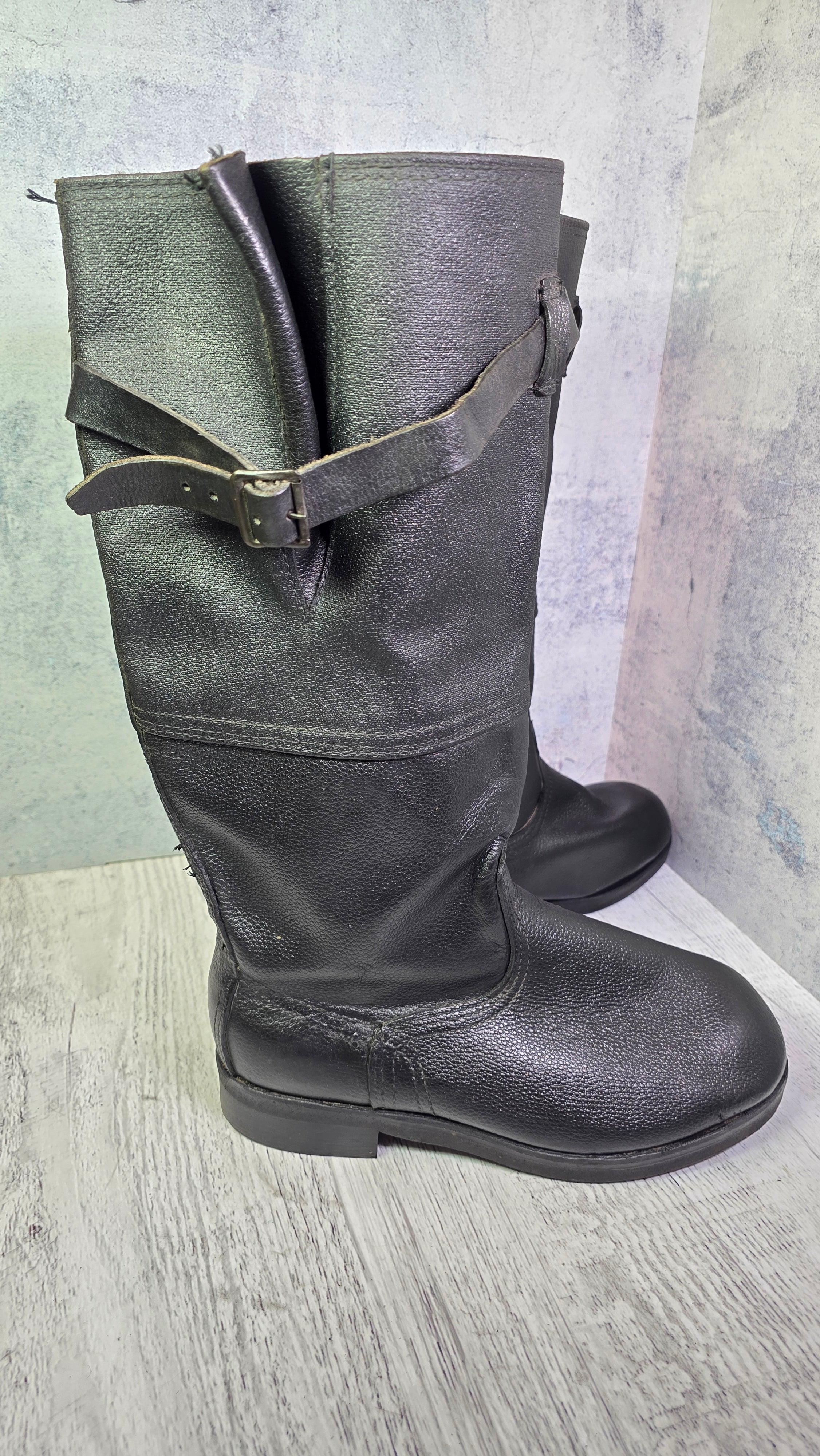 Soviet Air Force Leather Boots Vintage USSR Pilot Style Tall Boots - Legend Returns Vintage