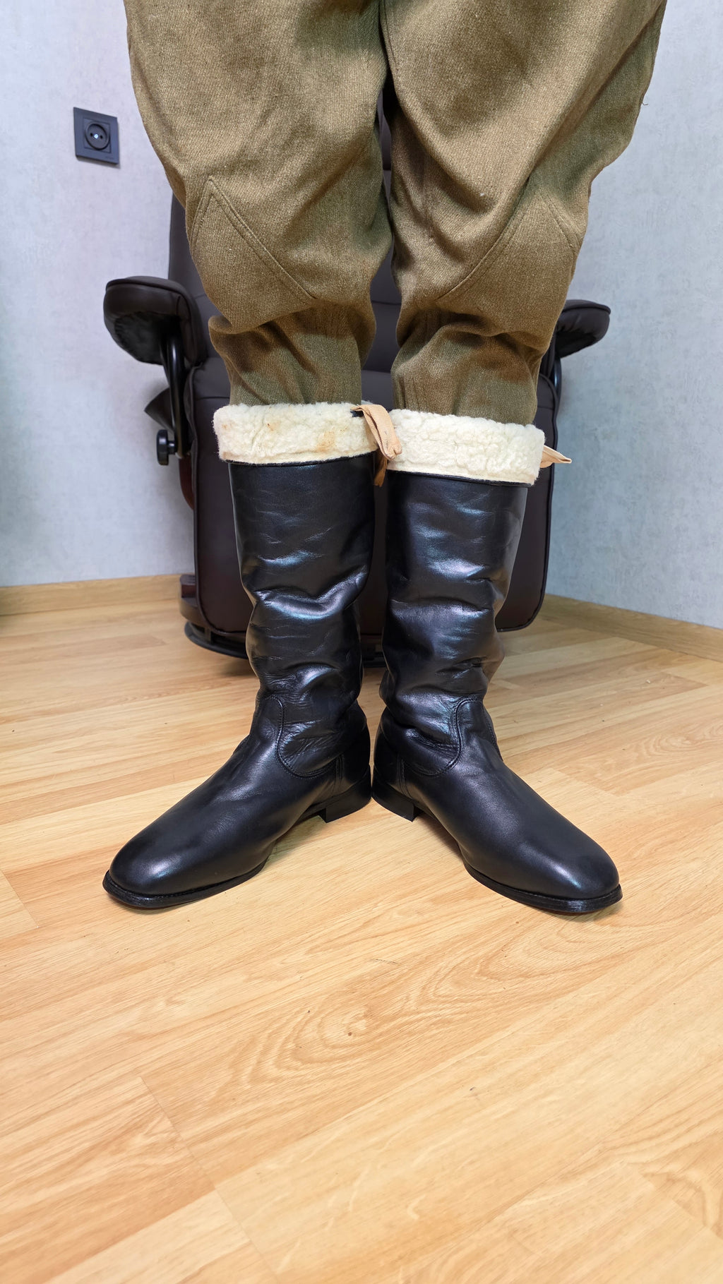 German Winter Officer Boots Vintage DDR NVA Fur Lined Leather Boots - Legend Returns Vintage
