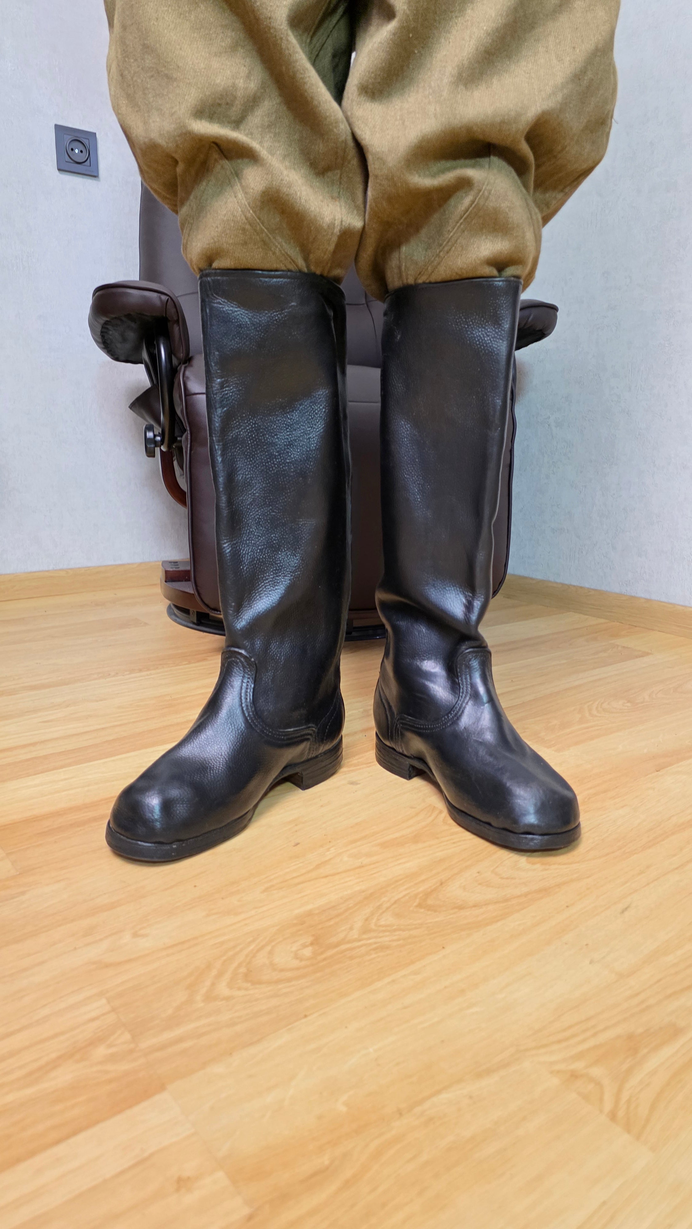Soviet Yuft Leather Boots USSR RKKA Wide Shaft Military Boots Vintage - Legend Returns Vintage
