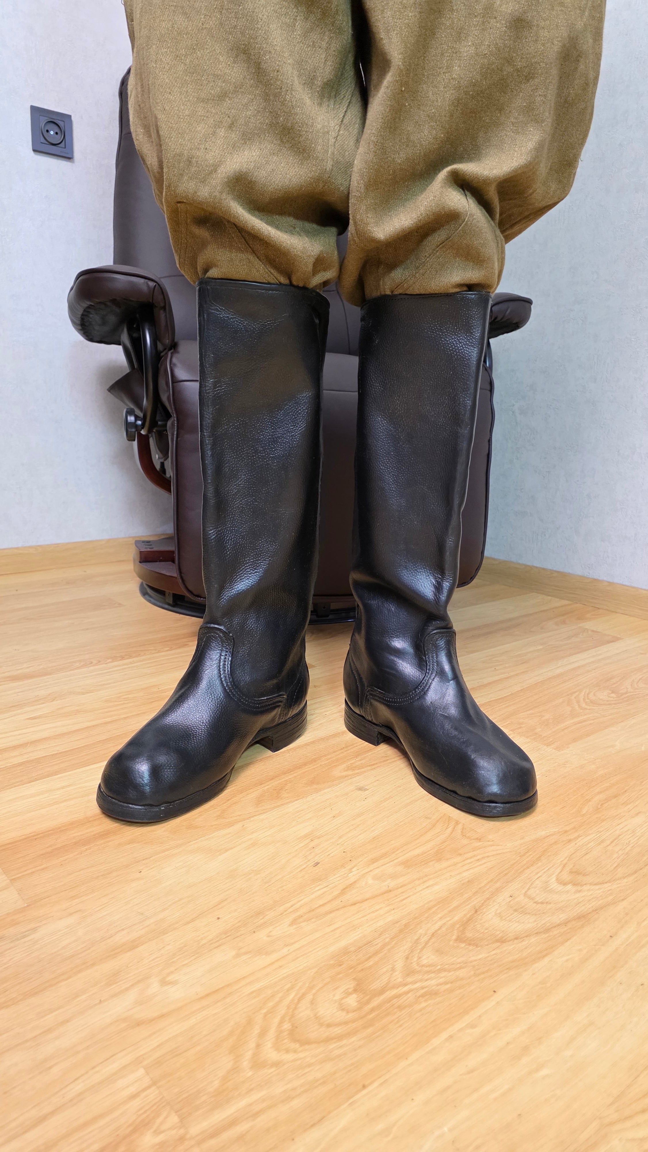 Soviet Yuft Leather Boots USSR RKKA Wide Shaft Military Boots Vintage - Legend Returns Vintage