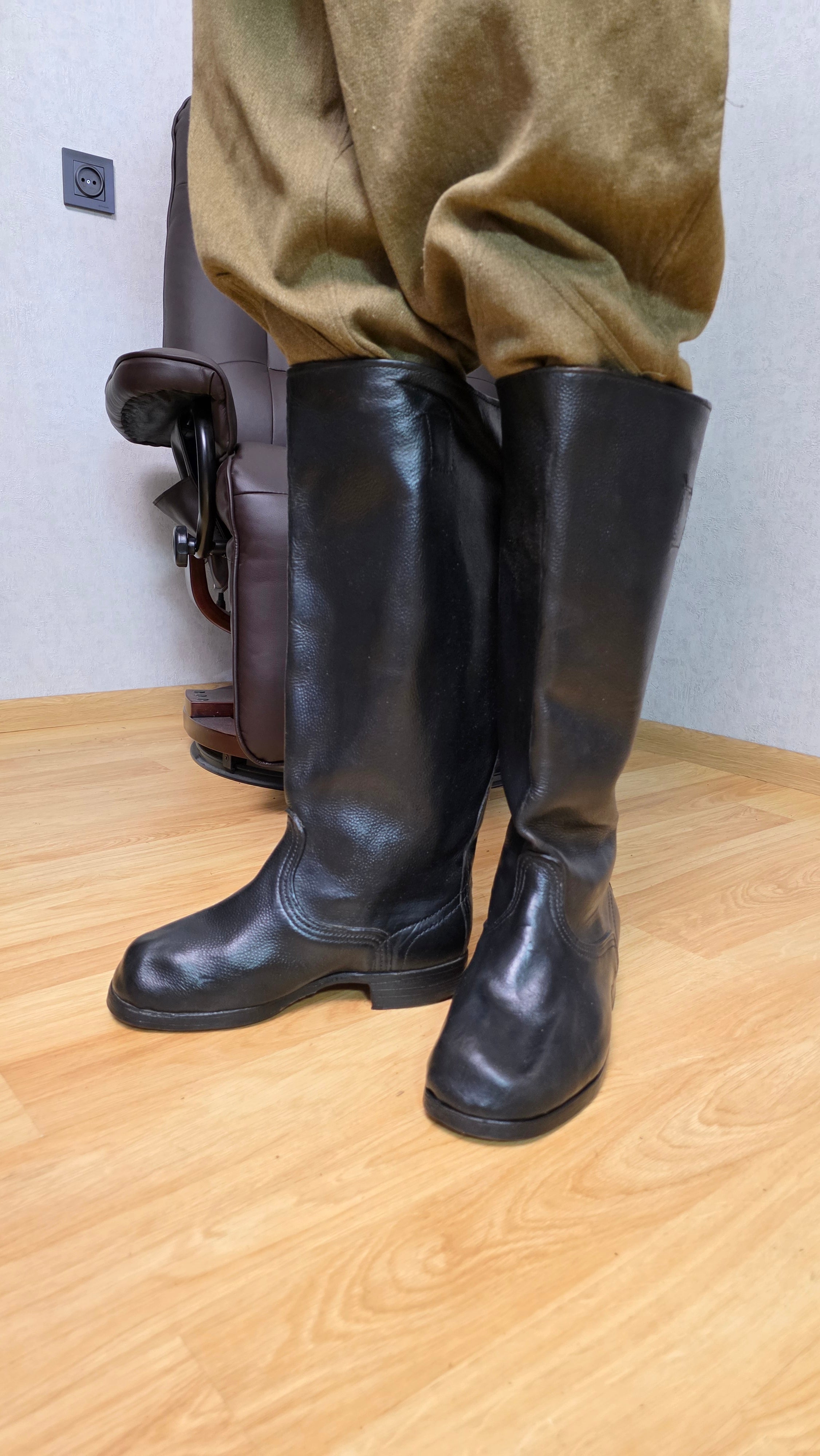Soviet Yuft Leather Boots USSR RKKA Wide Shaft Military Boots Vintage - Legend Returns Vintage