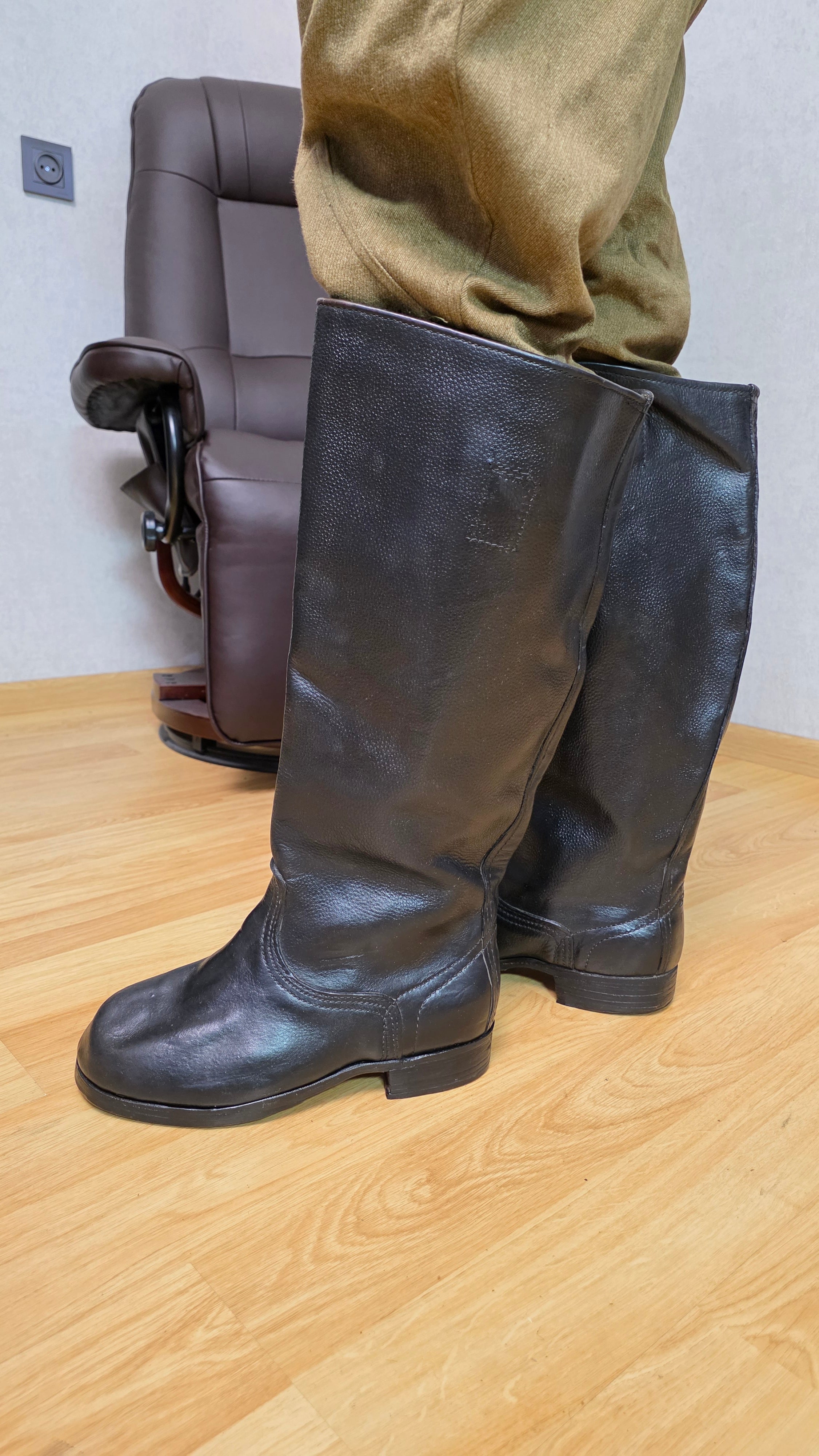 Soviet Yuft Leather Boots USSR RKKA Wide Shaft Military Boots Vintage - Legend Returns Vintage