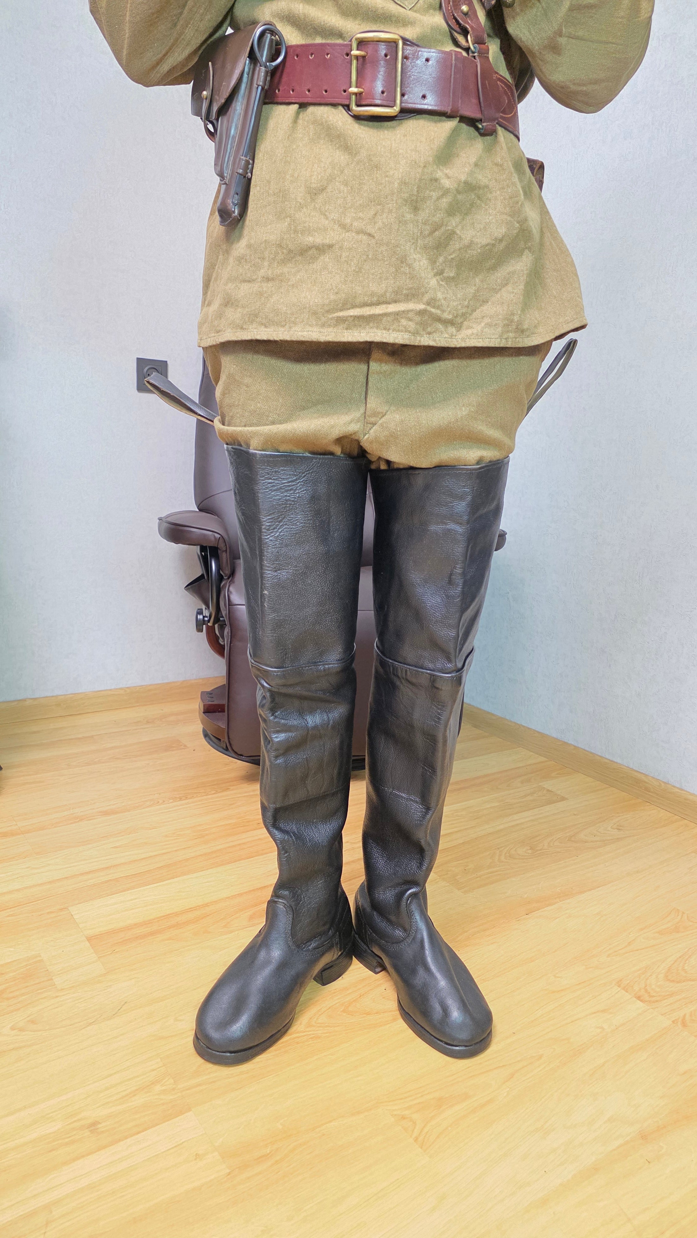Soviet Hip Wader Leather Boots USSR Cavalry Fishing Tall Boots Vintage - Legend Returns Vintage