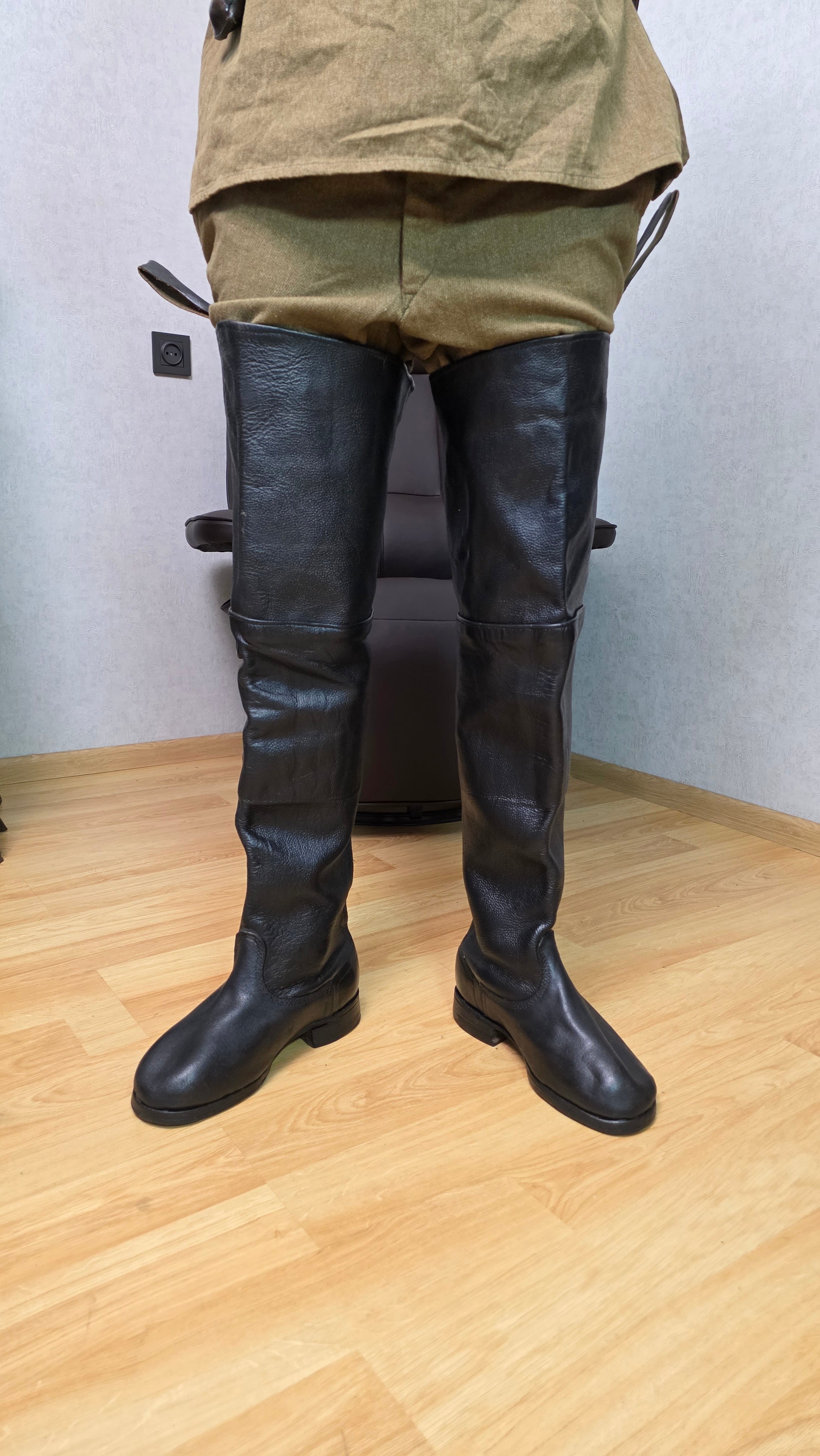Soviet Hip Wader Leather Boots USSR Cavalry Fishing Tall Boots Vintage - Legend Returns Vintage