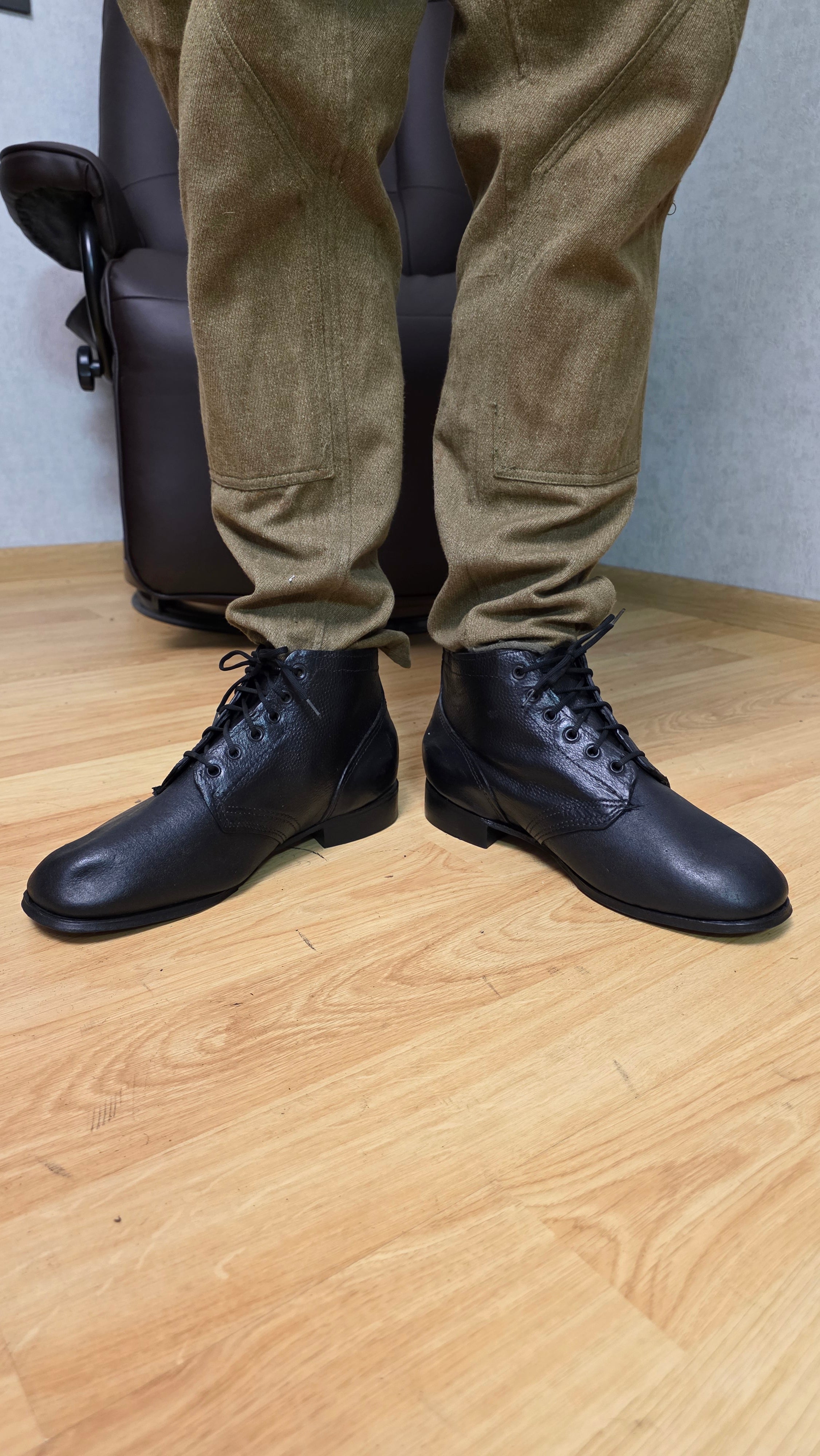 Soviet RKKA Leather Sole Boots USSR Officer Style Military Footwear - Legend Returns Vintage