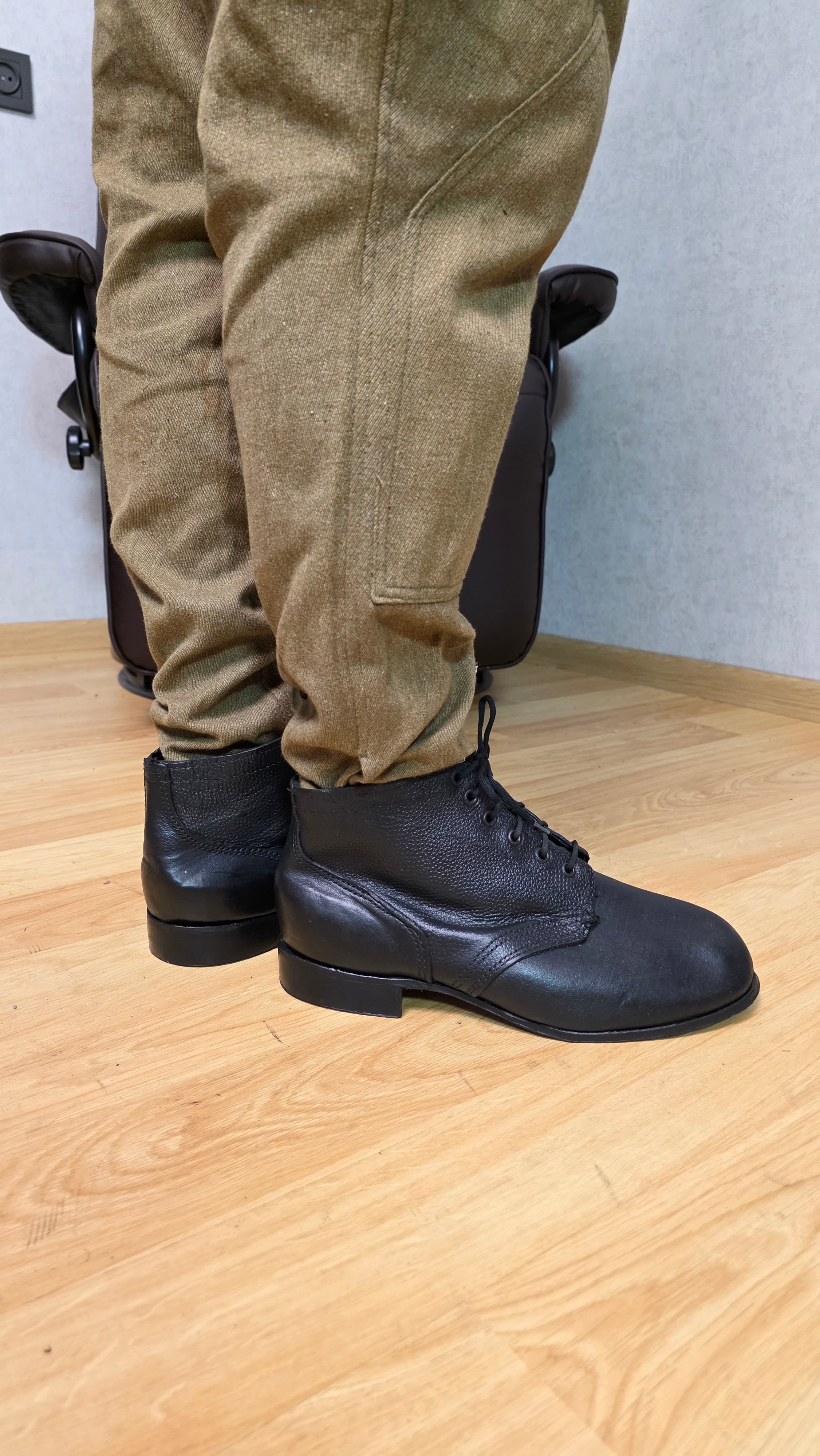 Soviet RKKA Leather Sole Boots USSR Officer Style Military Footwear - Legend Returns Vintage