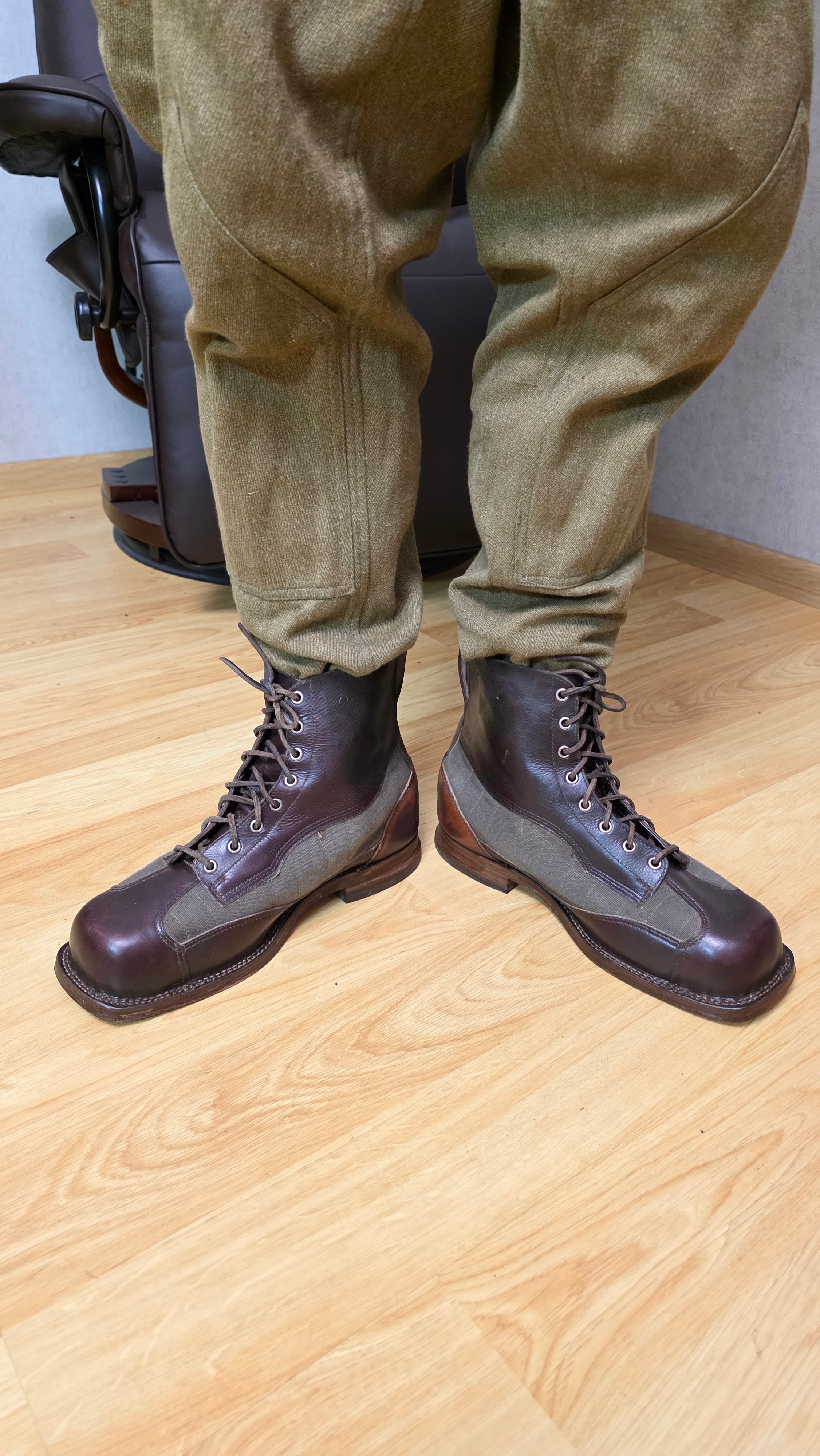 Swedish WWII Mountain Boots Canvas Leather Ski Troop Footwear - Legend Returns Vintage