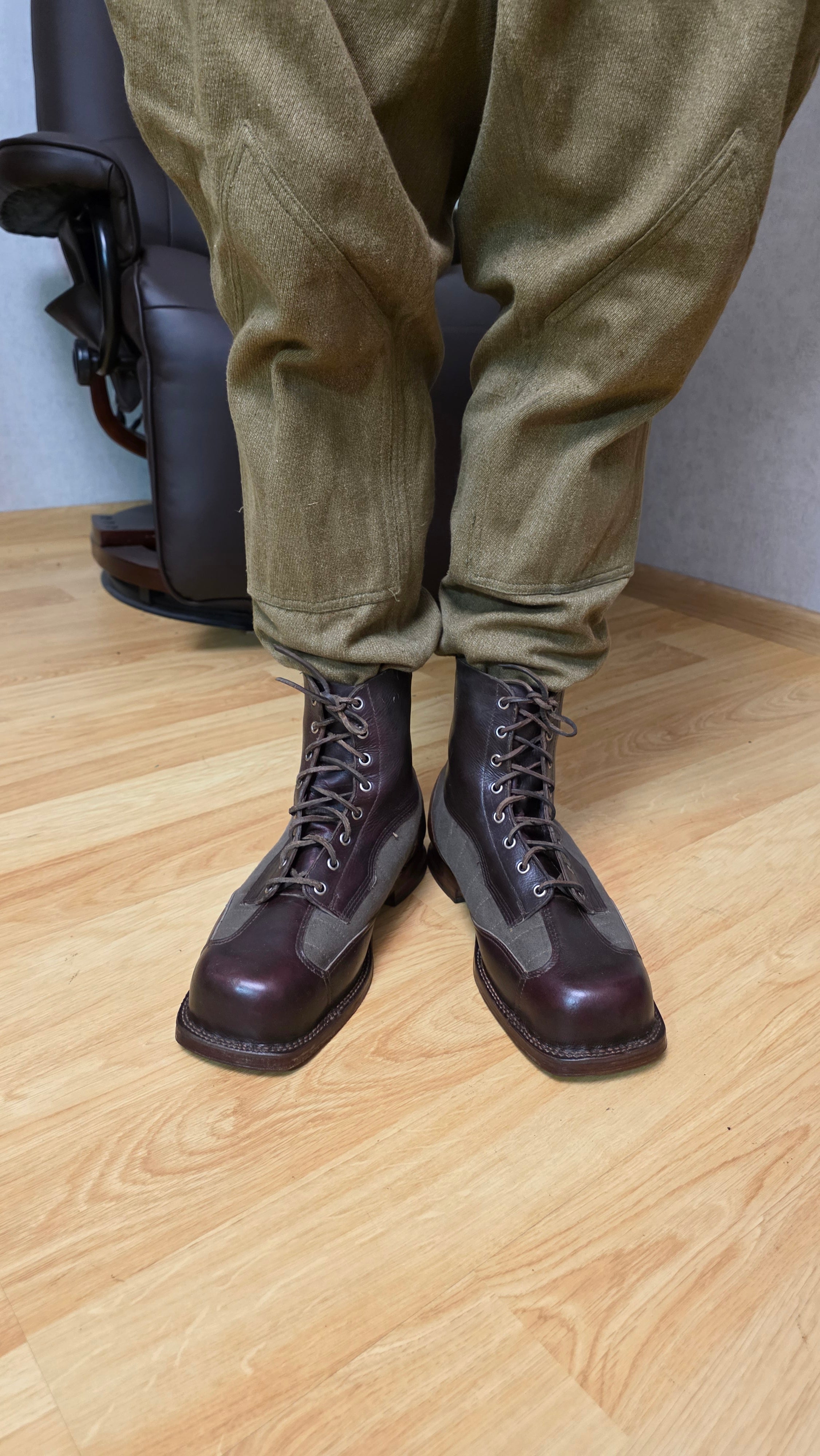Swedish WWII Mountain Boots Canvas Leather Ski Troop Footwear - Legend Returns Vintage
