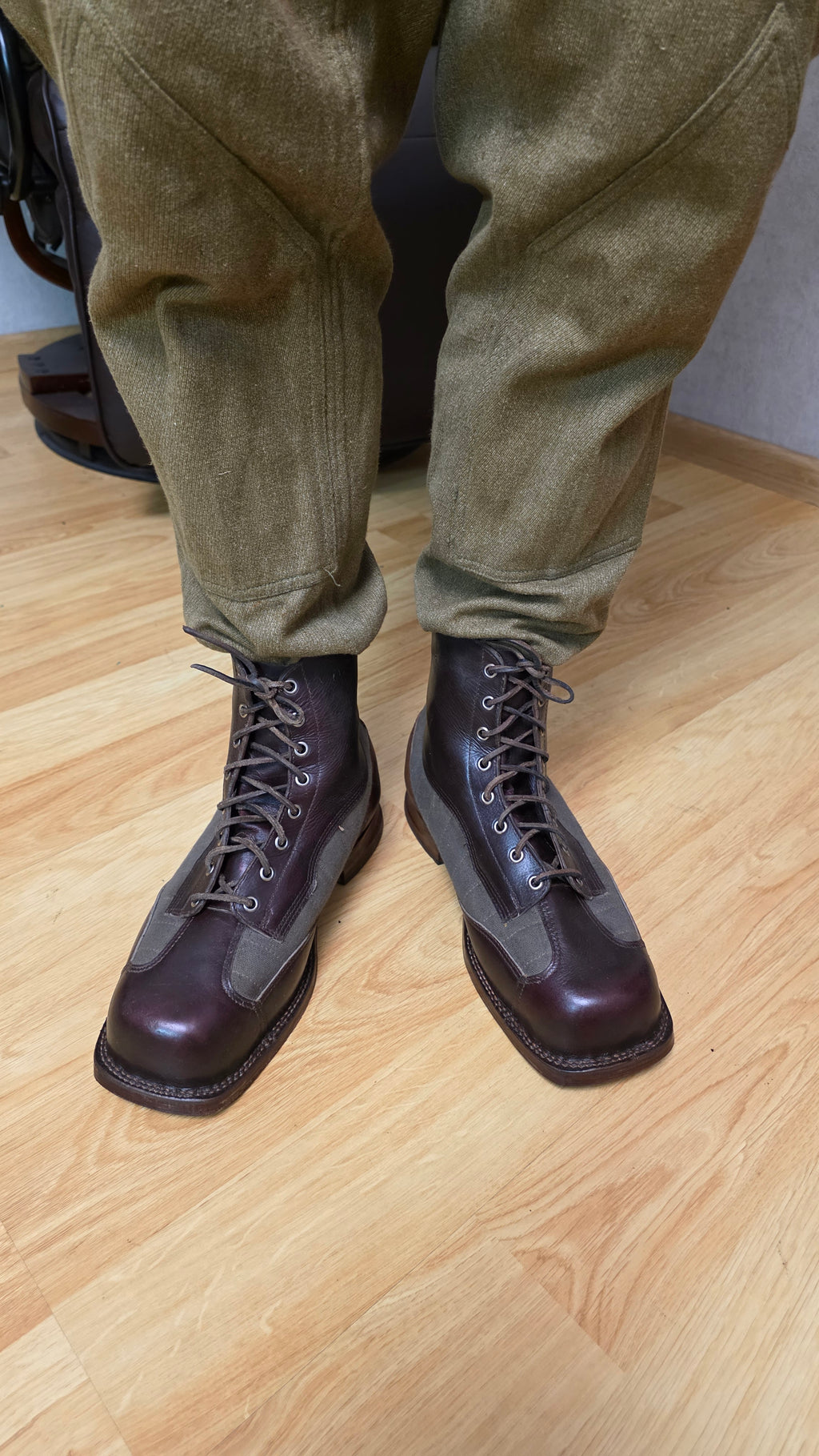 Swedish WWII Mountain Boots Canvas Leather Ski Troop Footwear - Legend Returns Vintage