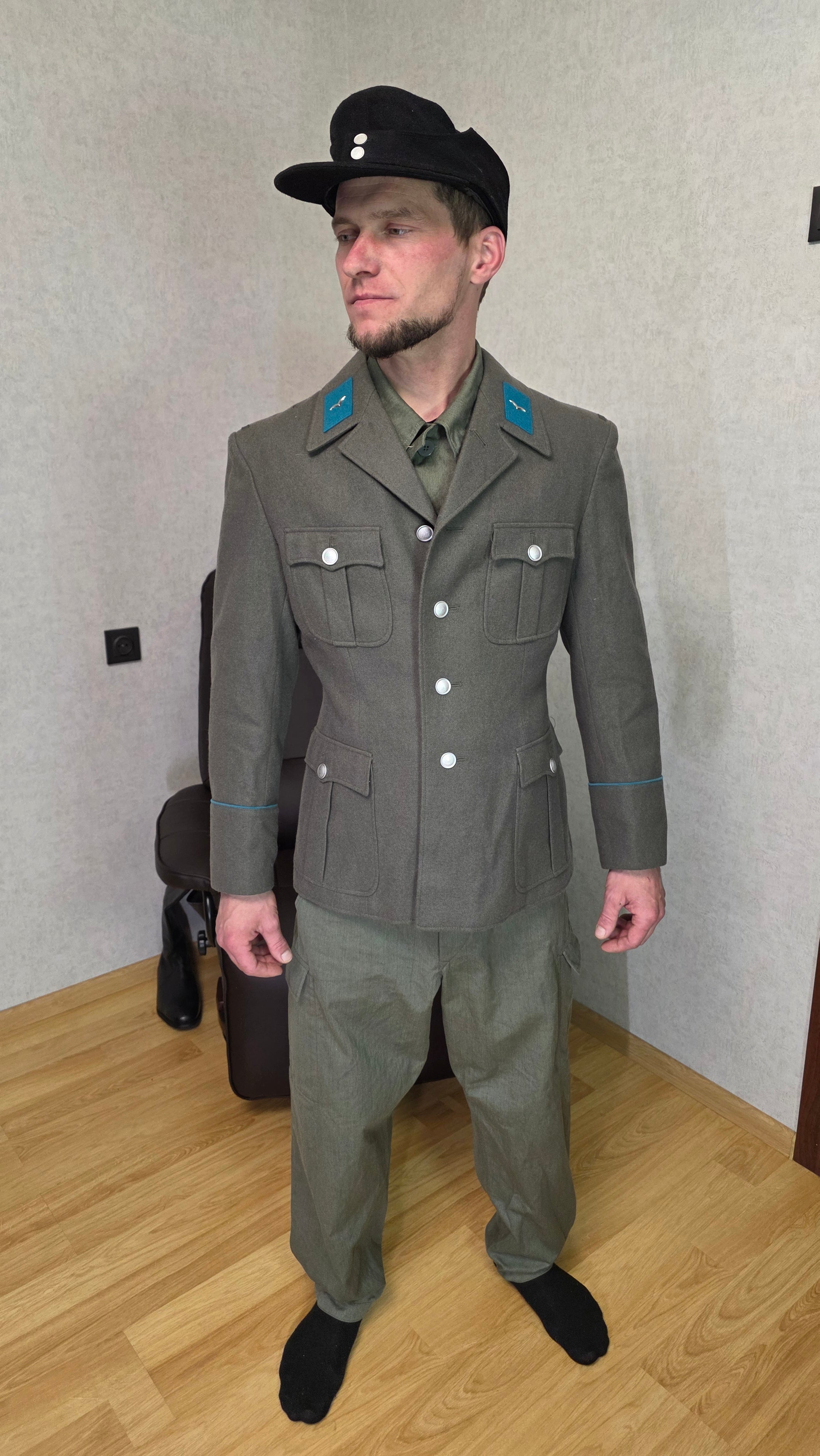 GDR Air Force Officer Tunic Grey Jacket NVA Vintage Uniform