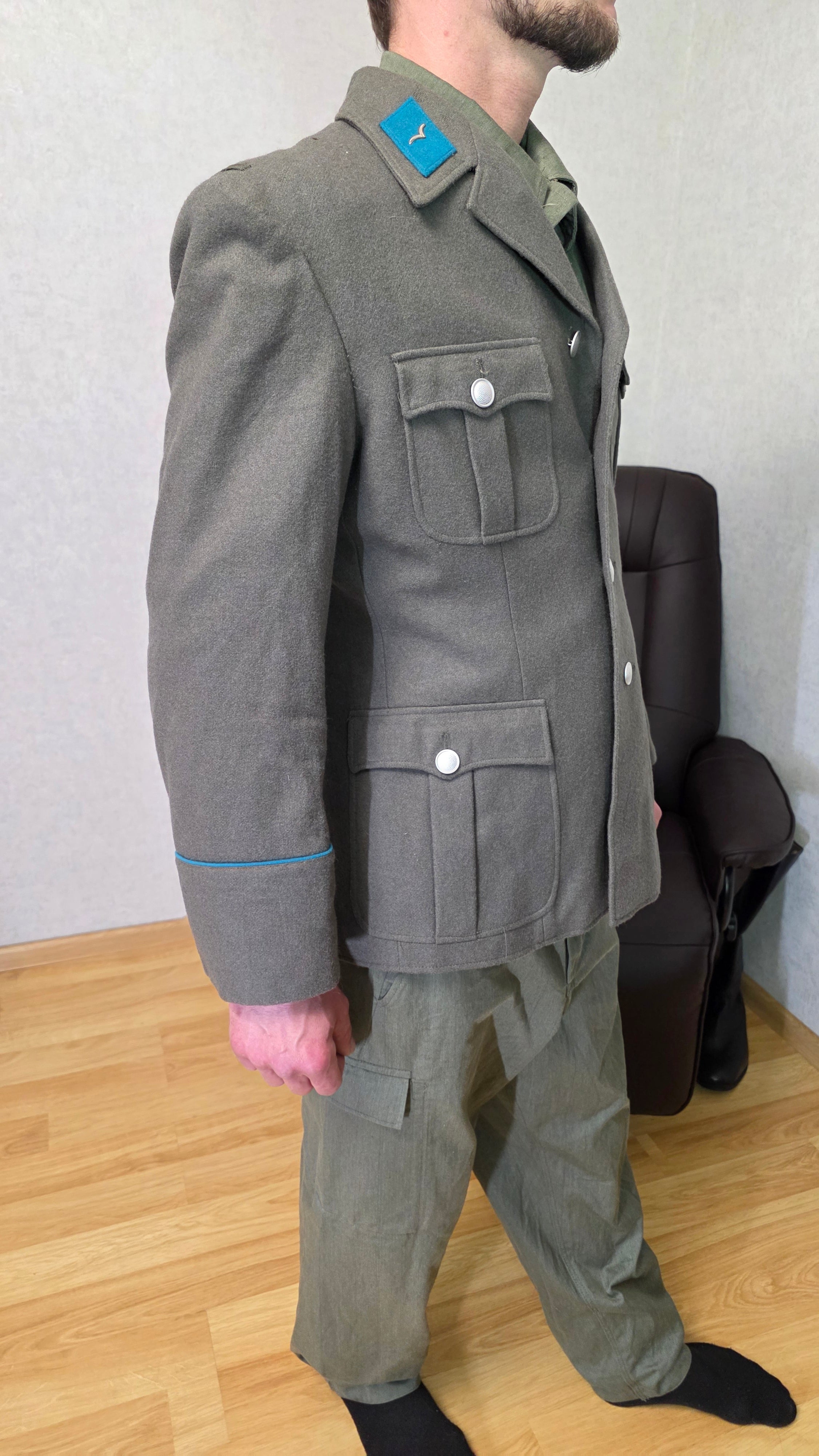 GDR Air Force Officer Tunic Grey Jacket NVA Vintage Uniform