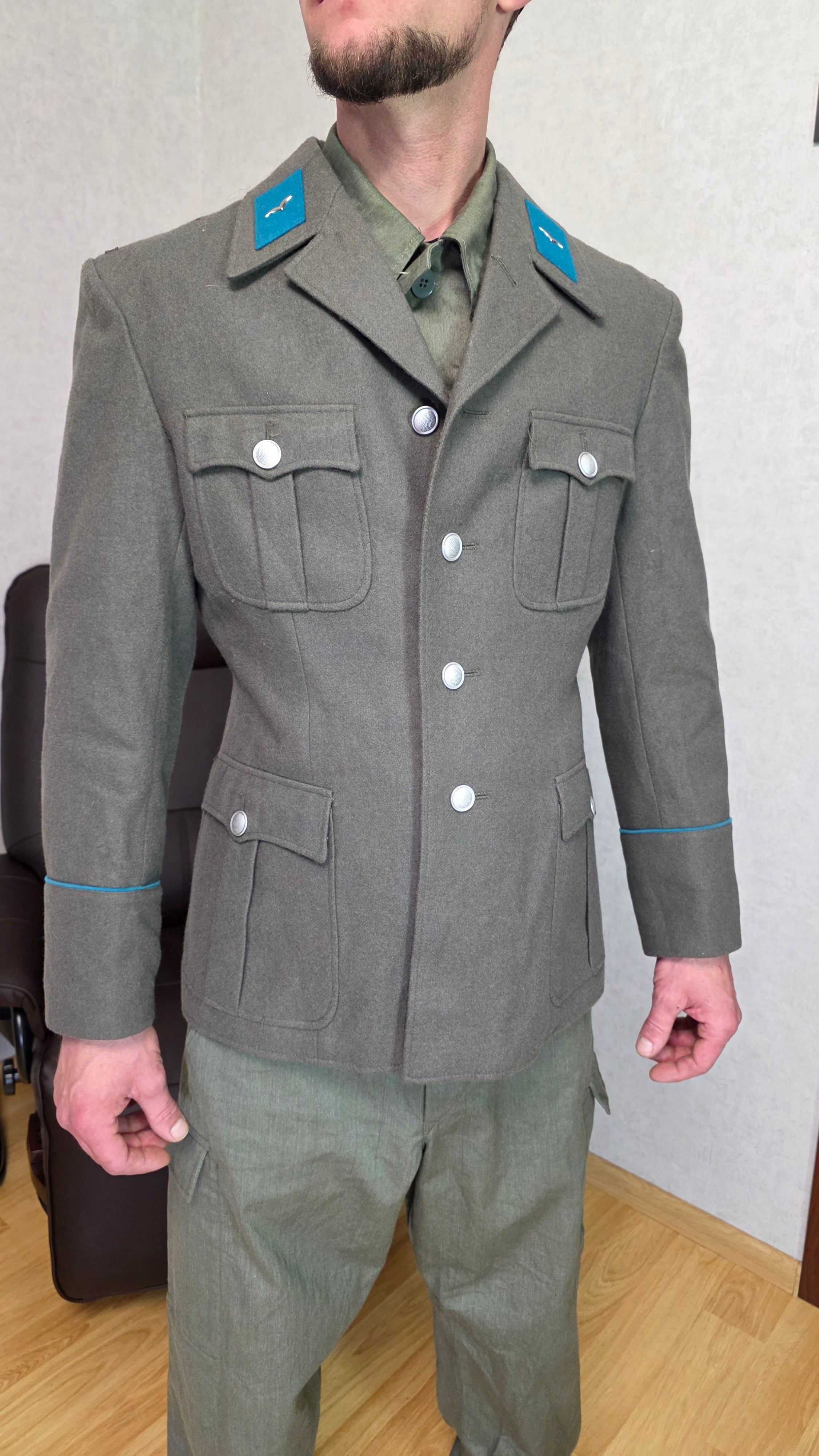GDR Air Force Officer Tunic Grey Jacket NVA Vintage Uniform