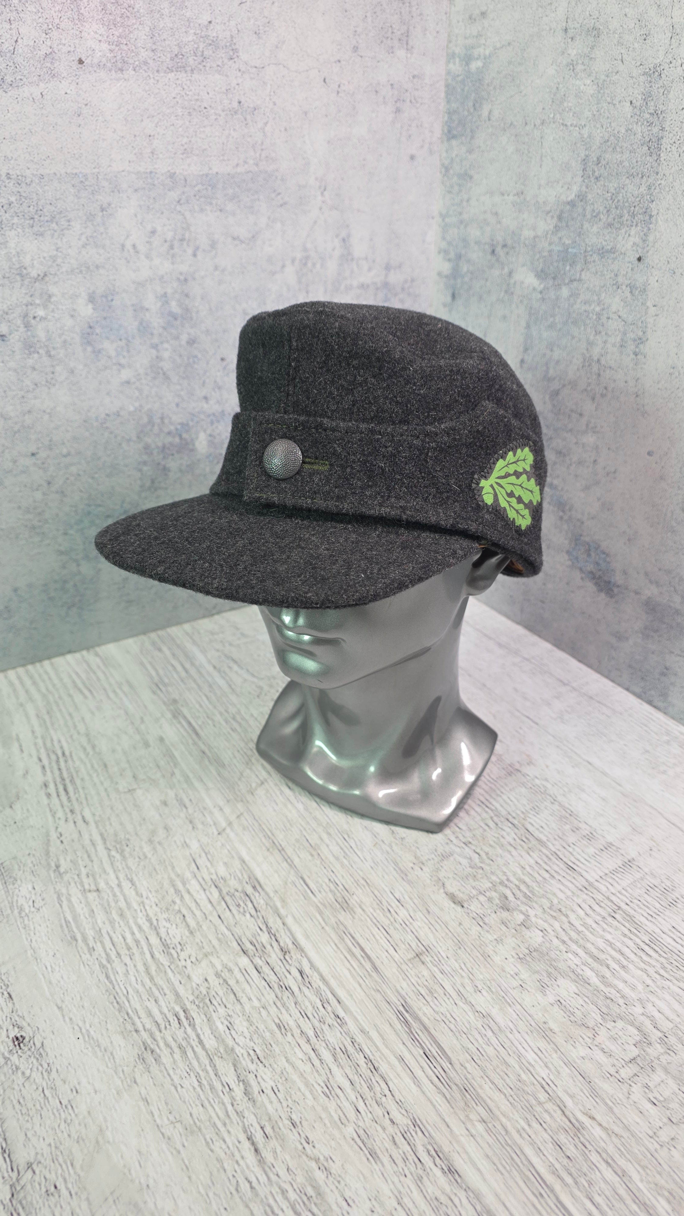 German Field Cap Model M43 Gray Wool Military Style Hat Vintage - Legend Returns Vintage