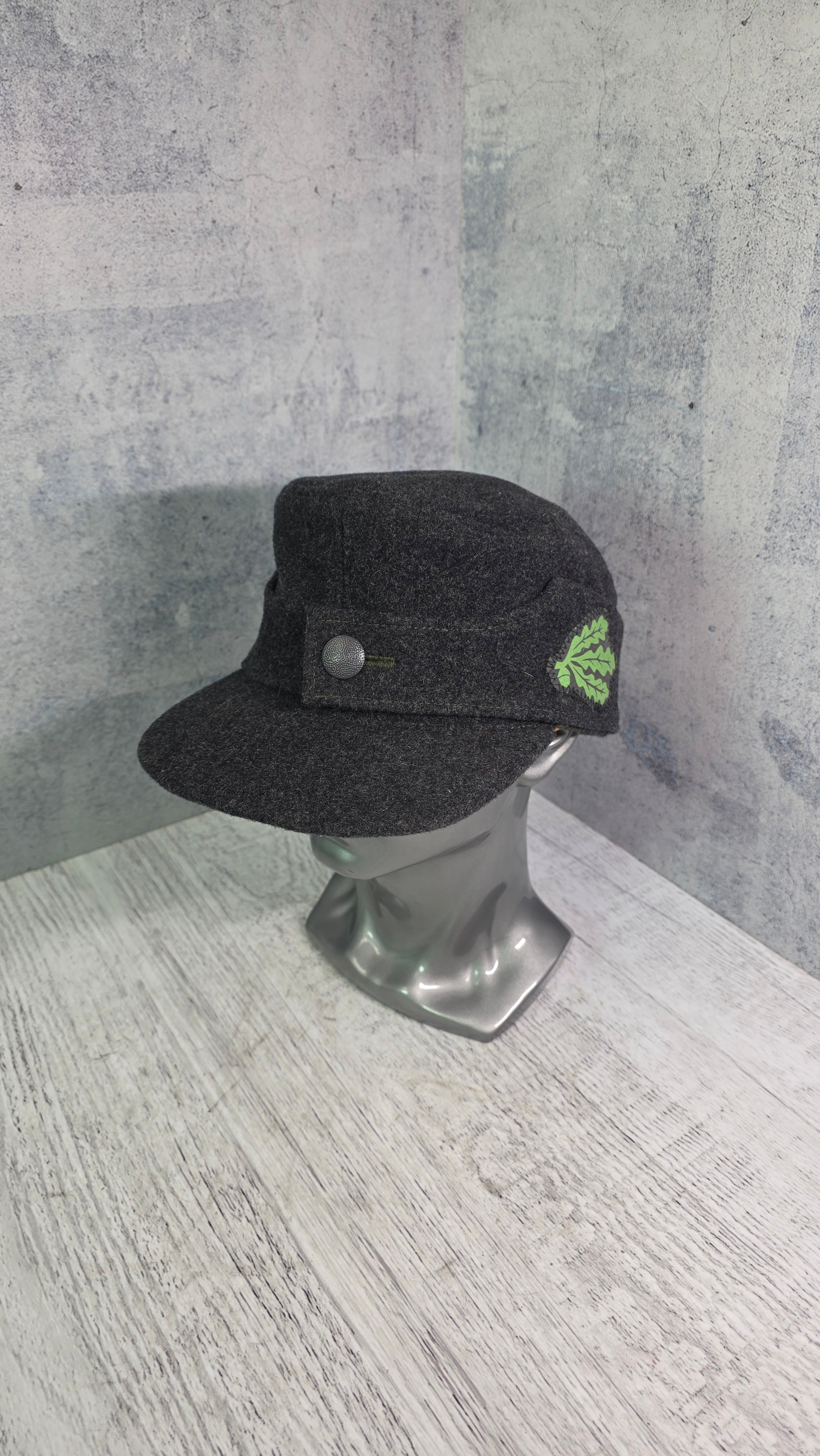 German Field Cap Model M43 Gray Wool Military Style Hat Vintage - Legend Returns Vintage