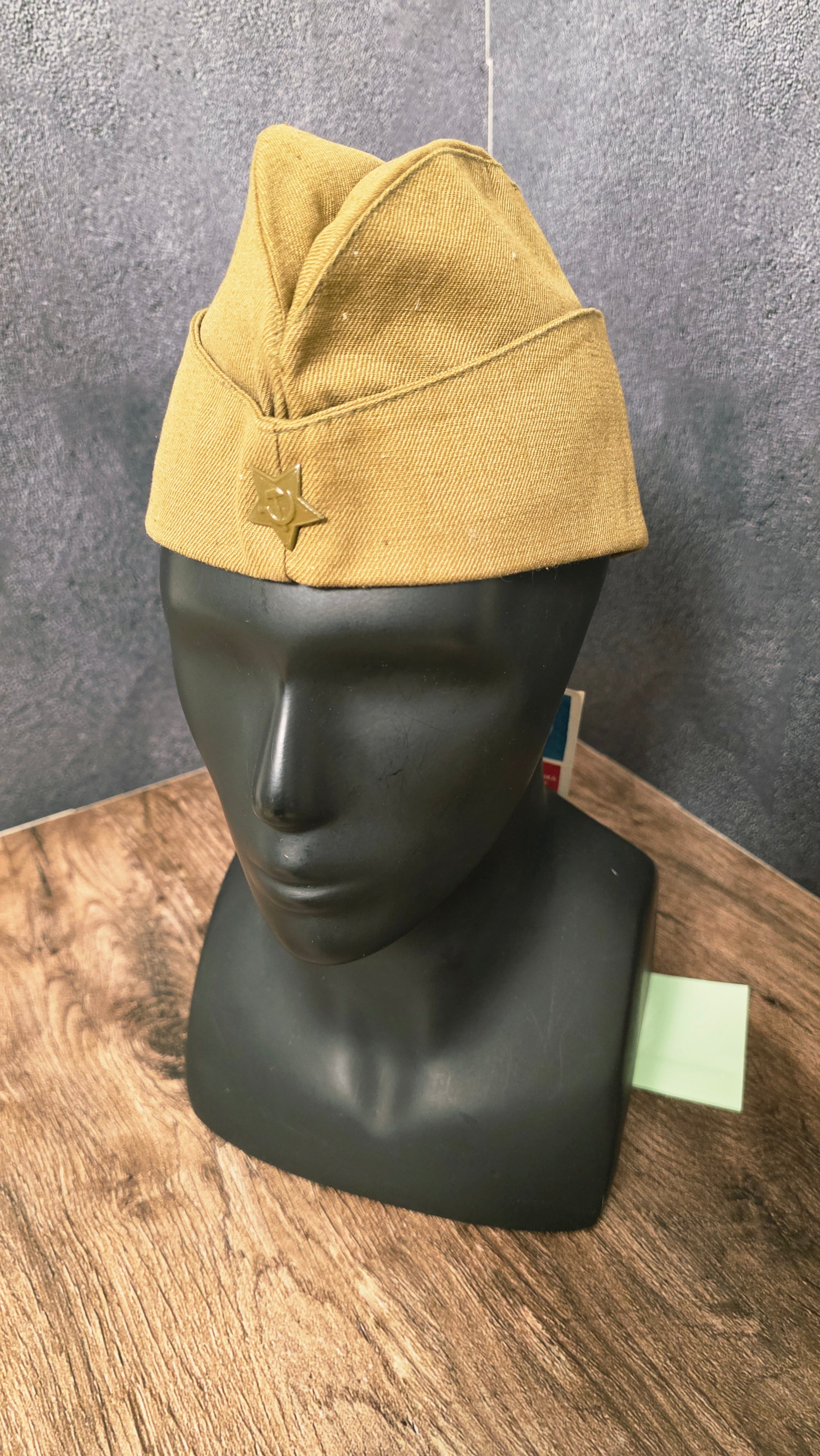 Original Soviet Cotton Pilotka Side Cap Sand Color 1980s Vintage USSR Hat