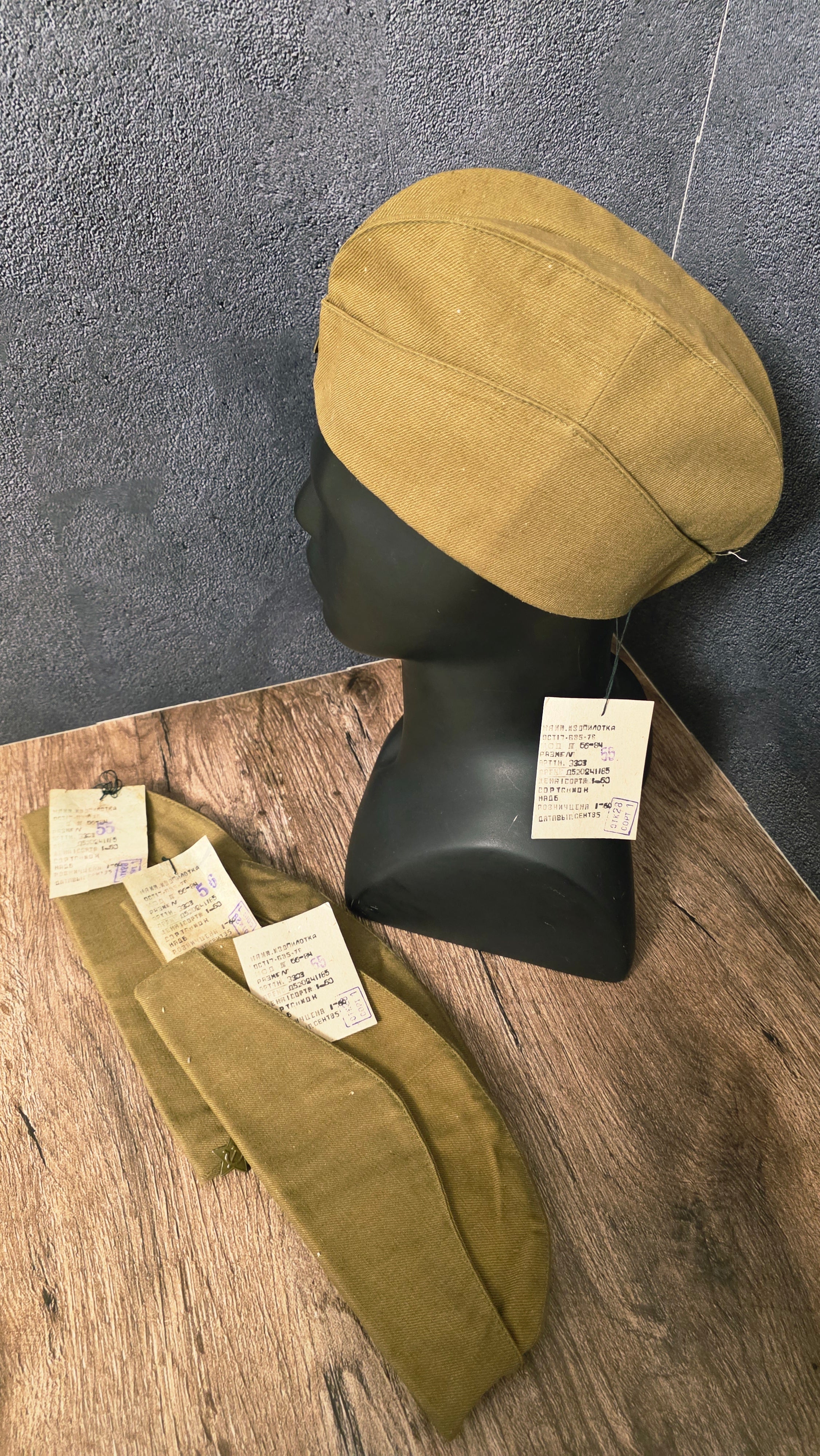 Original Soviet Cotton Pilotka Side Cap Sand Color 1980s Vintage USSR Hat