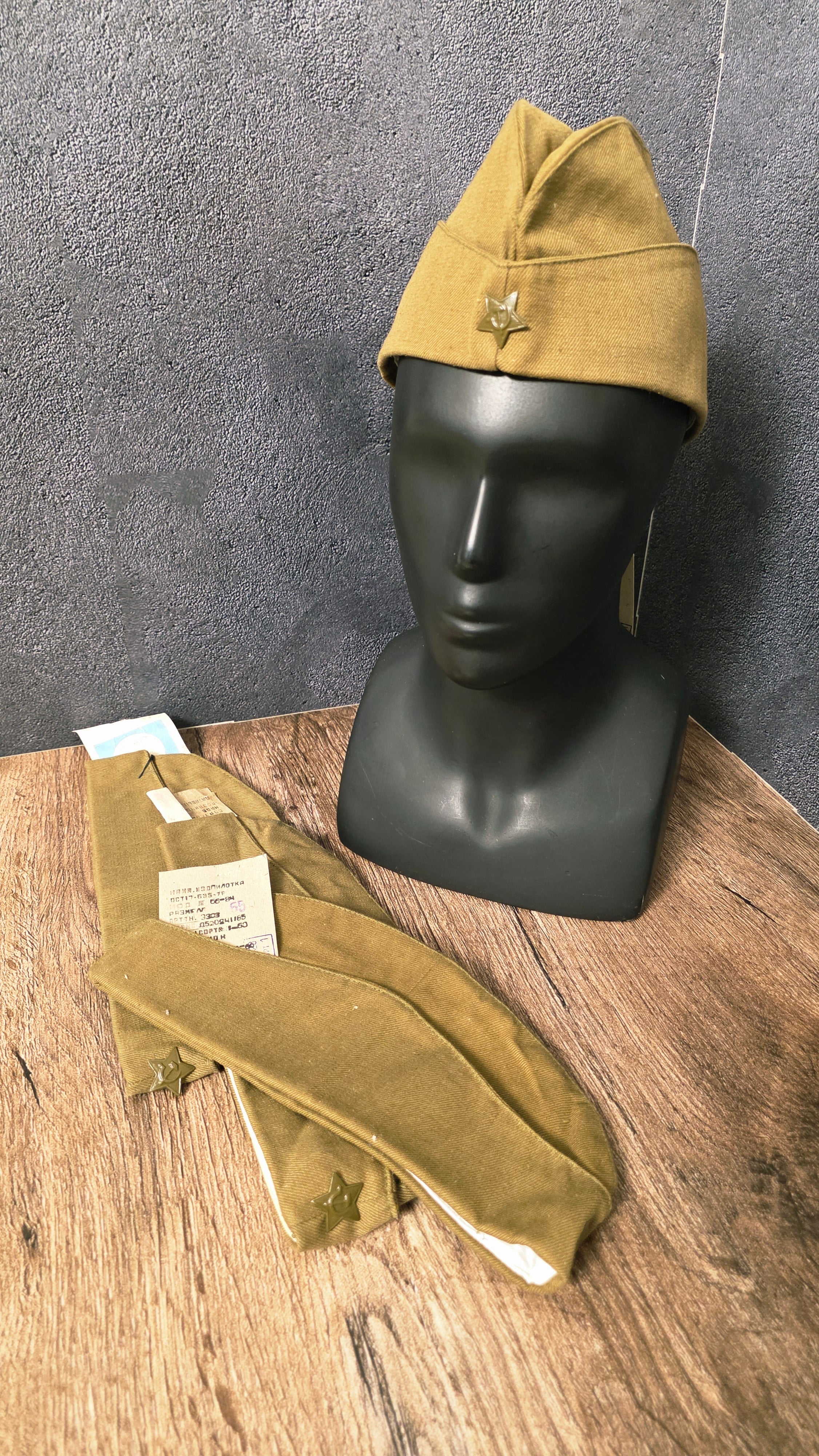 Original Soviet Cotton Pilotka Side Cap Sand Color 1980s Vintage USSR Hat
