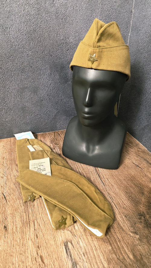 Original Soviet Cotton Pilotka Side Cap Sand Color 1980s Vintage USSR Hat