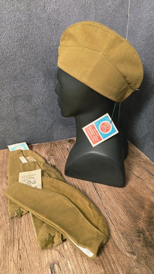 Original Soviet Cotton Pilotka Side Cap Sand Color 1980s Vintage USSR Hat