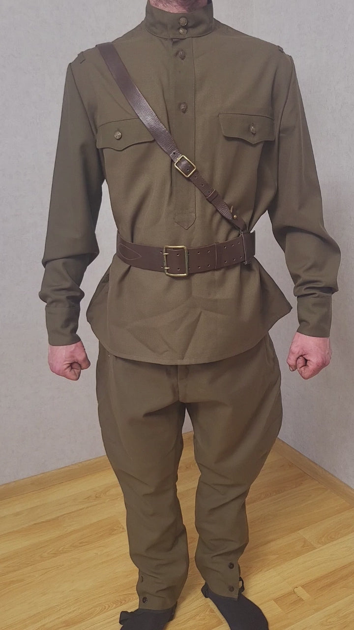 Soviet Gymnastyorka Set USSR Vintage Khaki Tunic with Breeches RKKA