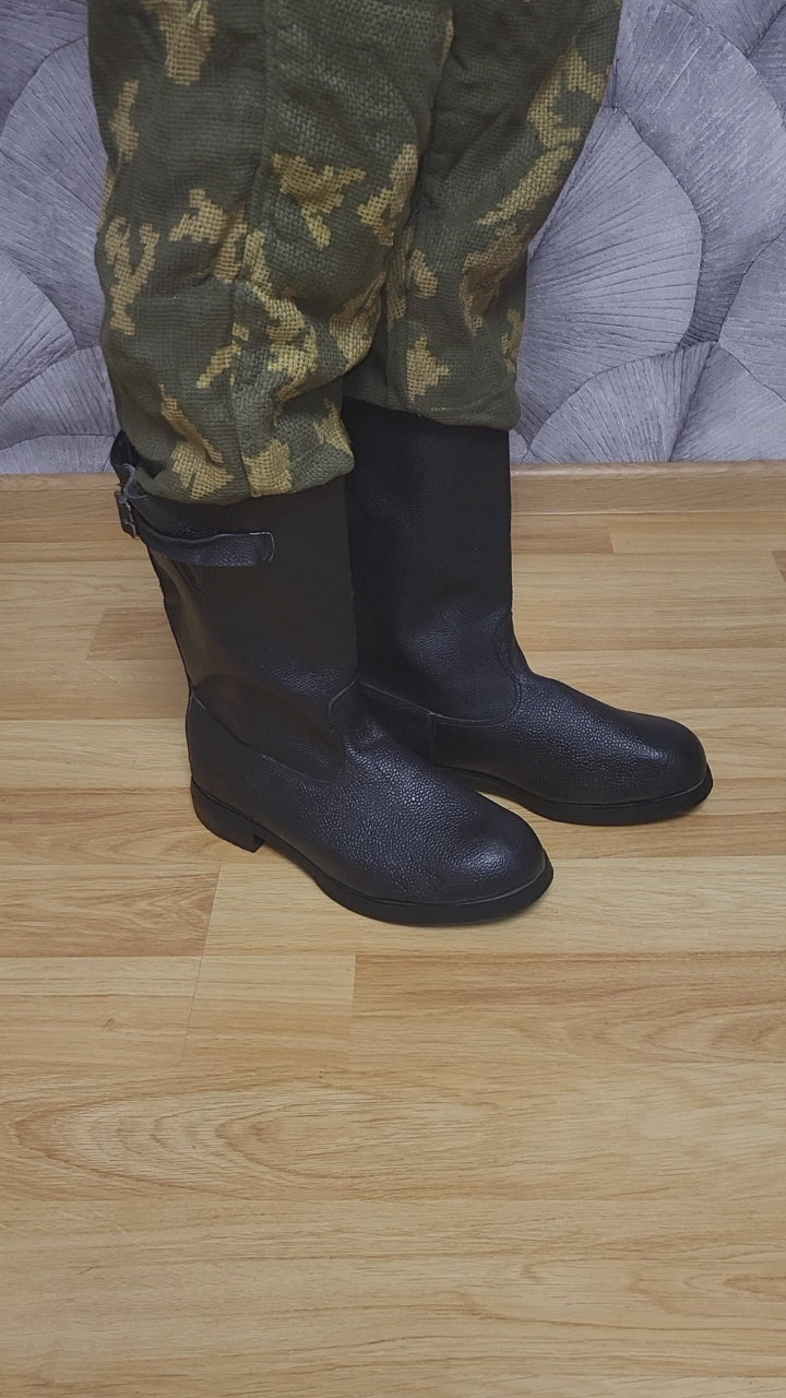 Soviet USSR Kirza Afghanka Boots with Side Buckle