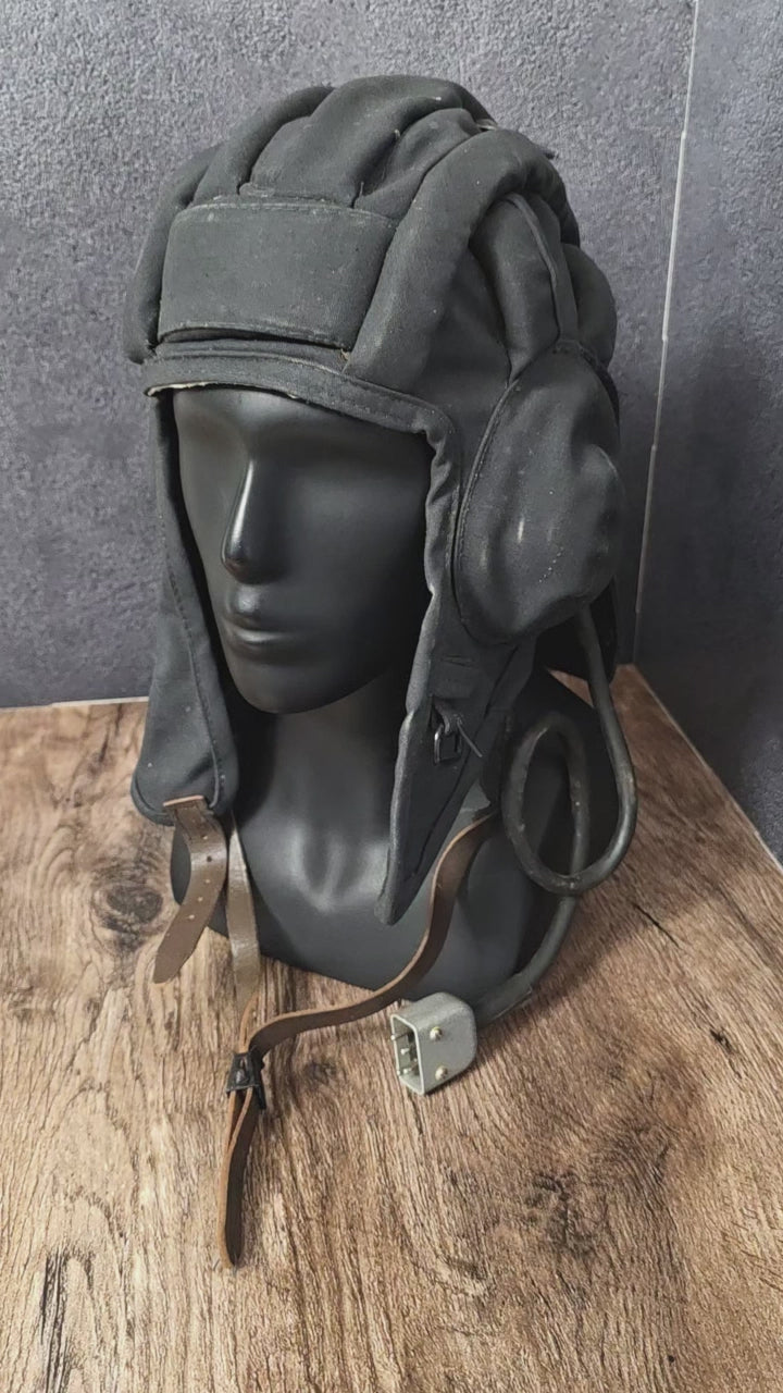 Vintage Soviet Tank Crew Helmet USSR Tanker Padded Communication Helmet