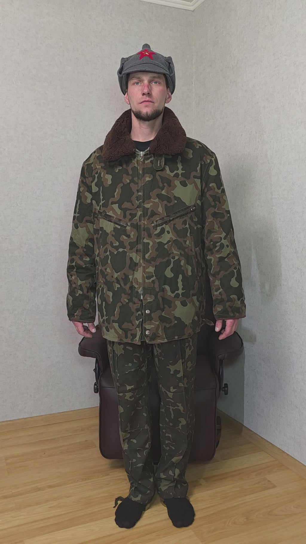Soviet USSR Air Force Butan Camouflage Flight Jacket Winter Pilot Coat