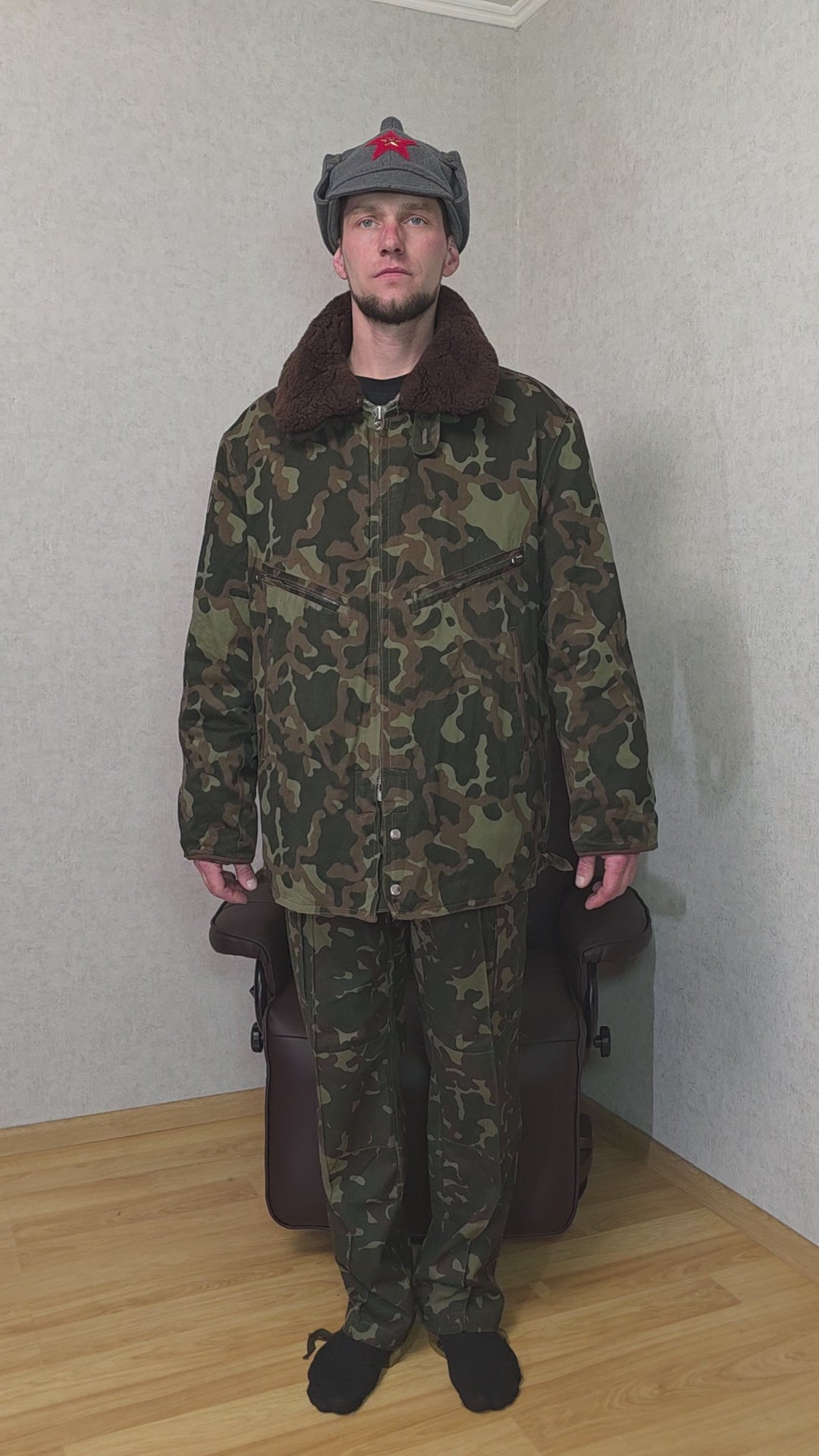 Soviet USSR Air Force Butan Camouflage Flight Jacket Winter Pilot Coat