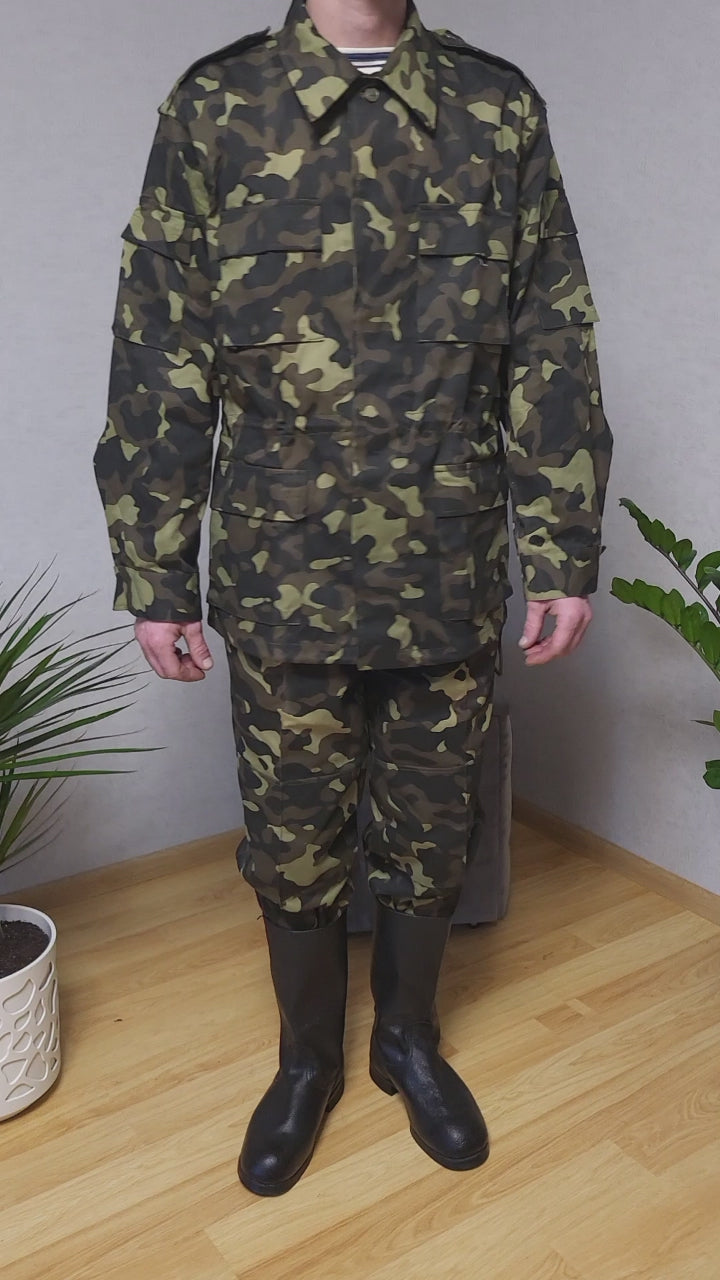 Vintage Soviet Camouflage Suit 1990s 3-Color Pattern Field Jacket Pants Set