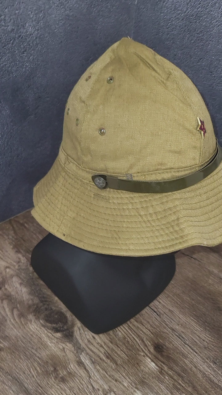 Soviet USSR Desert Panama Hat Afghan Style Sand Field Bucket Hat