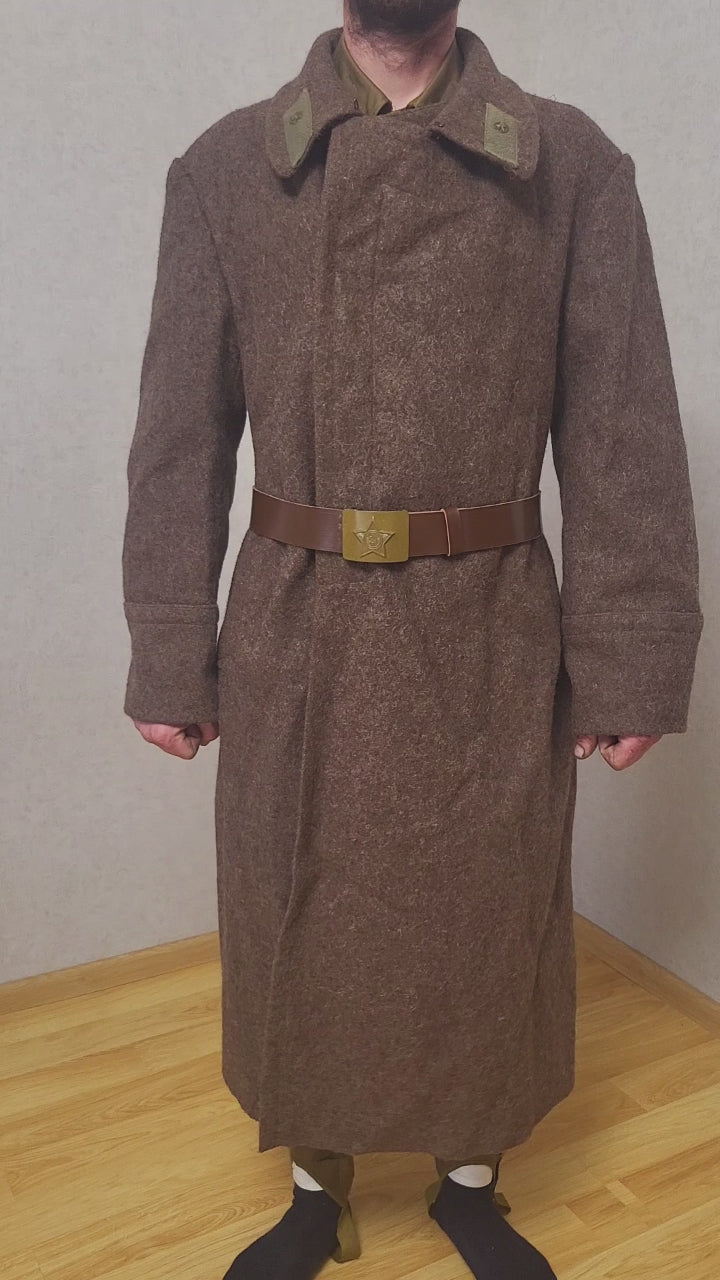 Soviet USSR Wool Greatcoat Long Brown Overcoat