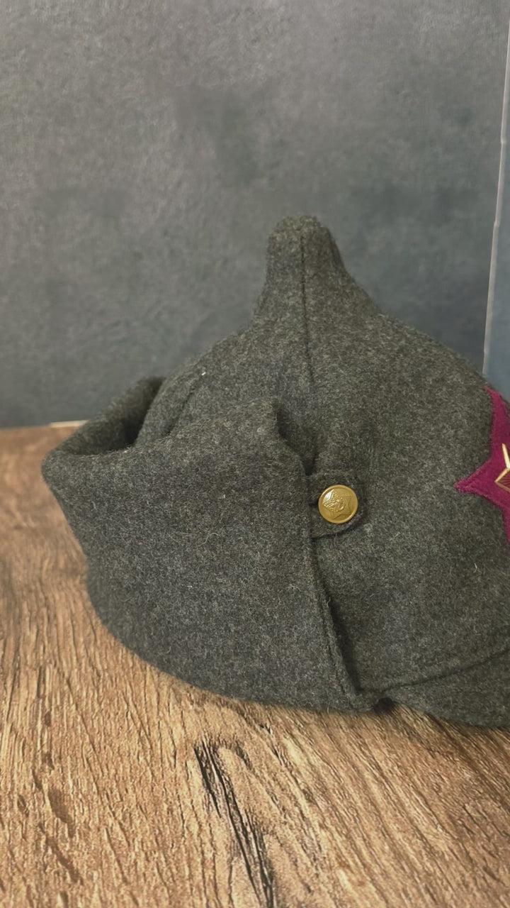 Early Soviet RKKA Budenovka Winter Hat 1927 Pattern Red Army Wool Helmet Cap