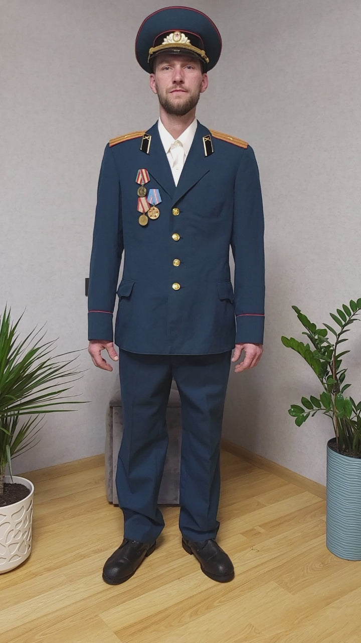 Soviet USSR Parade Uniform Set Turquoise Jacket Trousers Hat Boots