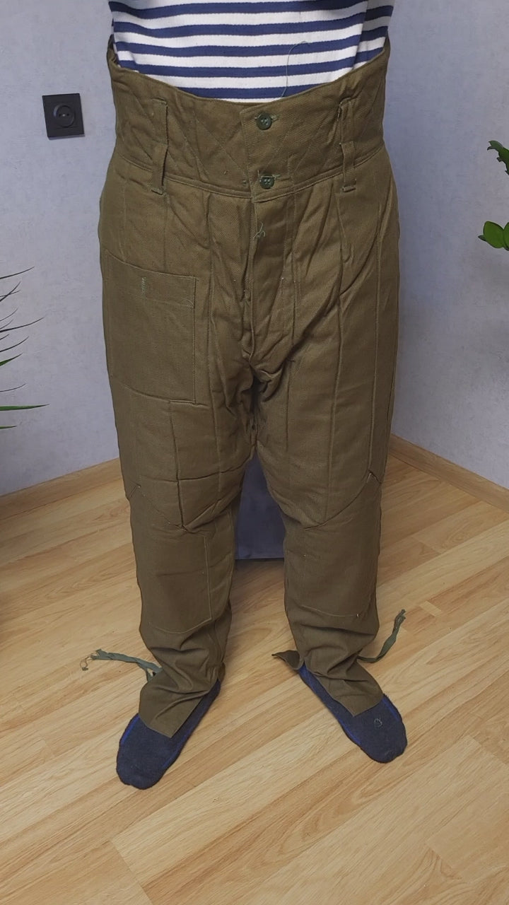 Vintage Soviet Quilted Winter Pants USSR Telogreika Padded Trousers RKKA