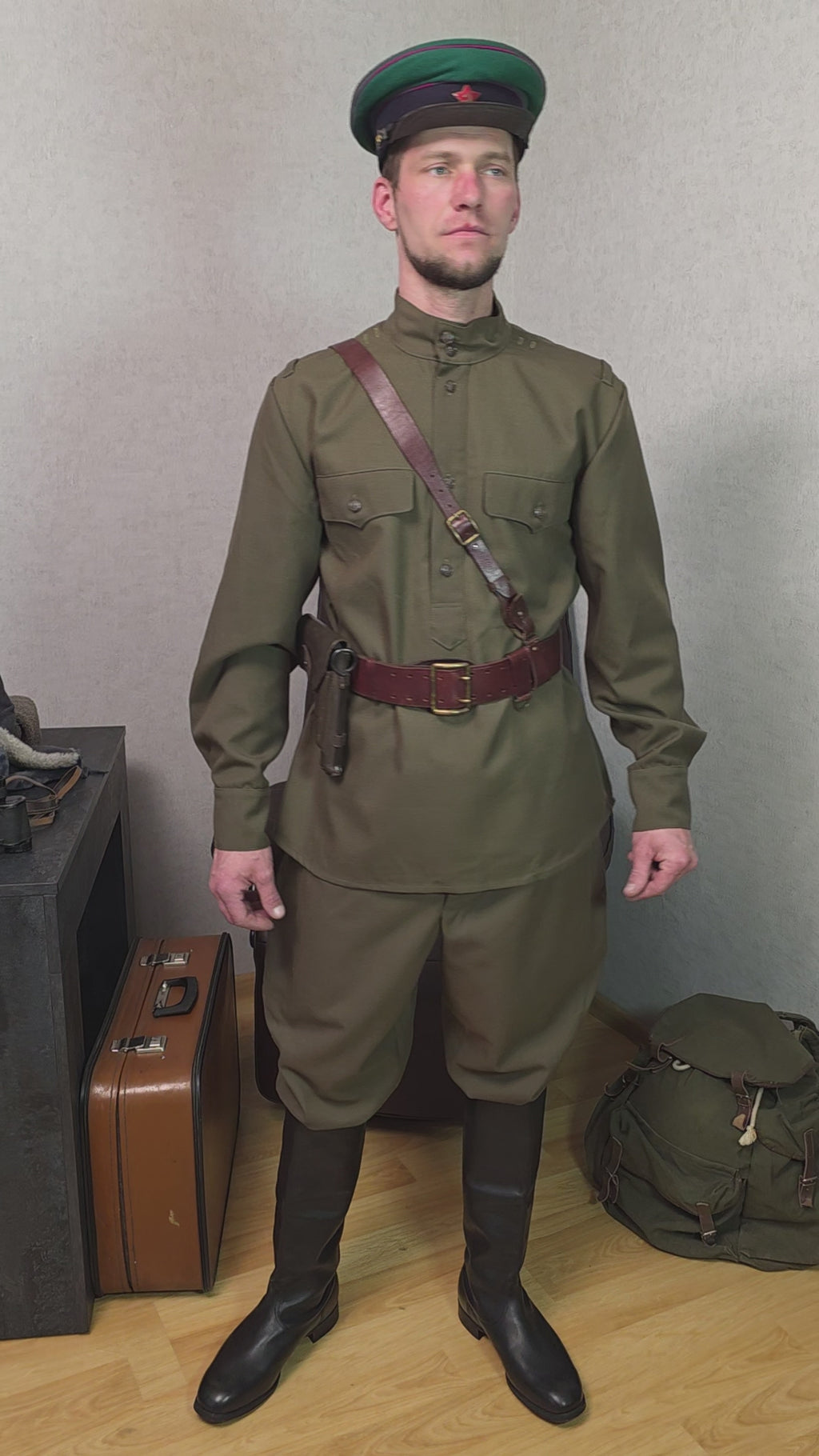 Soviet USSR NKVD Border Troops Officer Kit Gimnasterka Galife Furazhka Belt Set