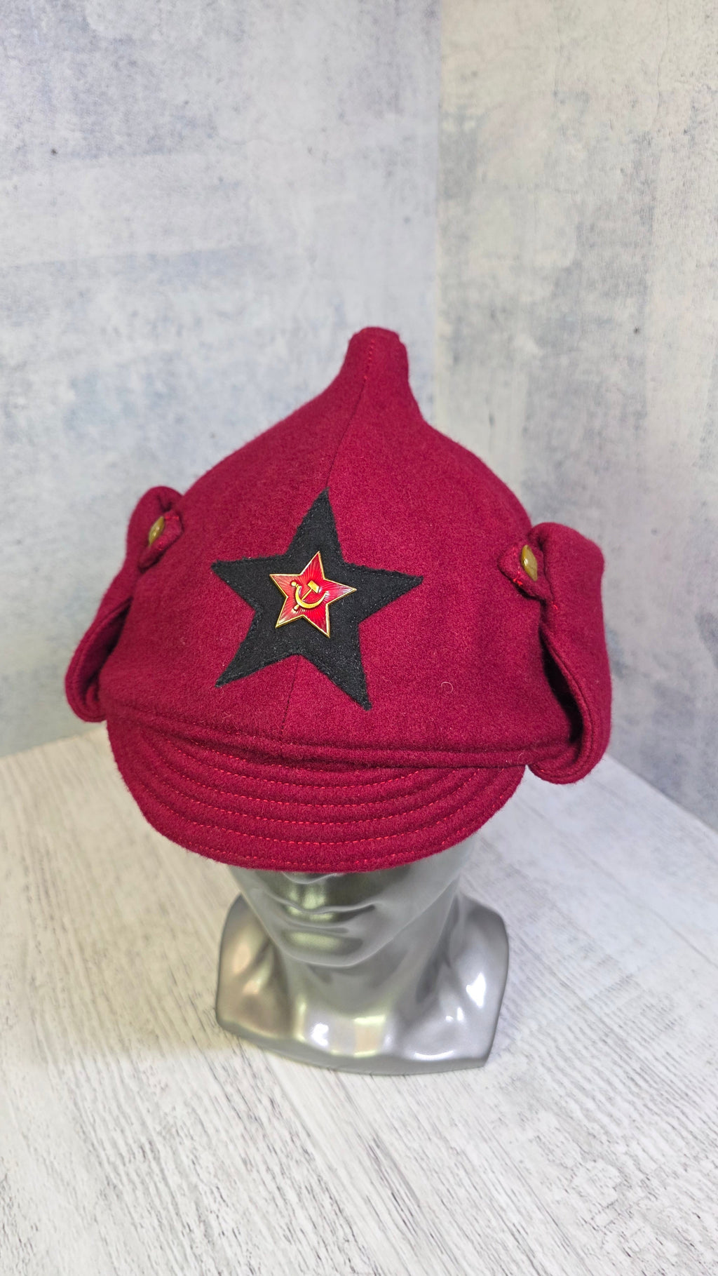 Rare Red Soviet Budenovka Hat USSR 1935 Pattern Winter Cap - Legend Returns Vintage