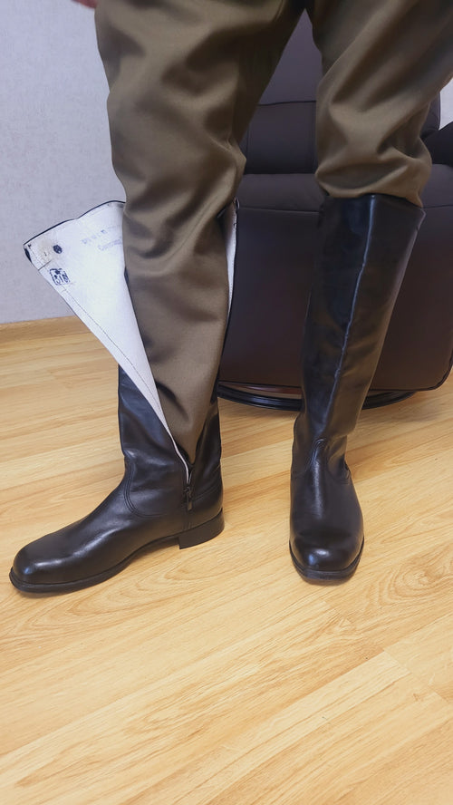 Rare Soviet Chrome Leather Tall Boots with Zipper