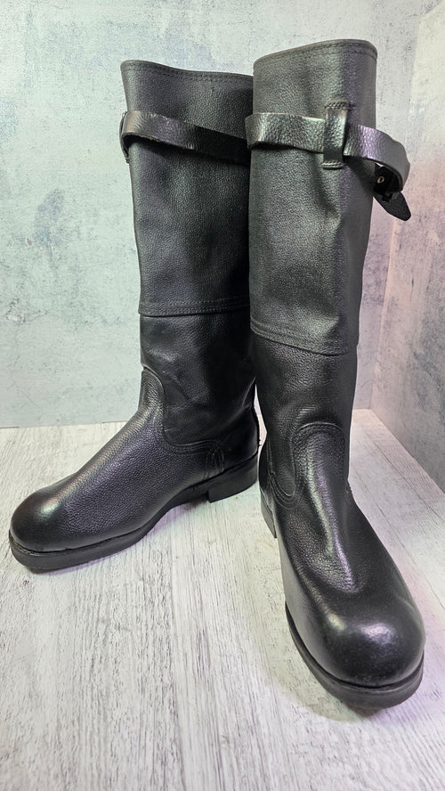 Soviet Air Force Leather Boots Vintage USSR Pilot Style Tall Boots - Legend Returns Vintage