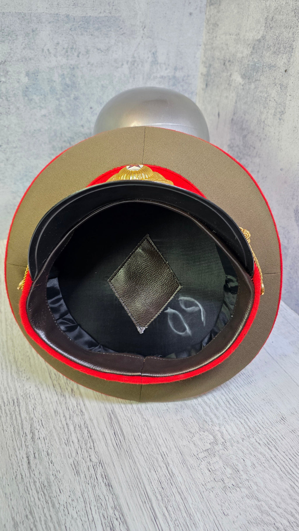 Soviet Army Officers Khaki Visor Hat USSR Military Dress Uniform Cap - Legend Returns Vintage