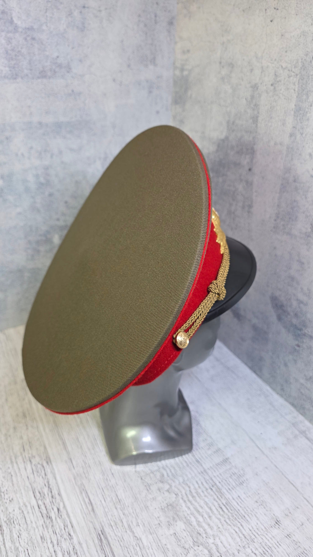 Soviet Army Officers Khaki Visor Hat USSR Military Dress Uniform Cap - Legend Returns Vintage