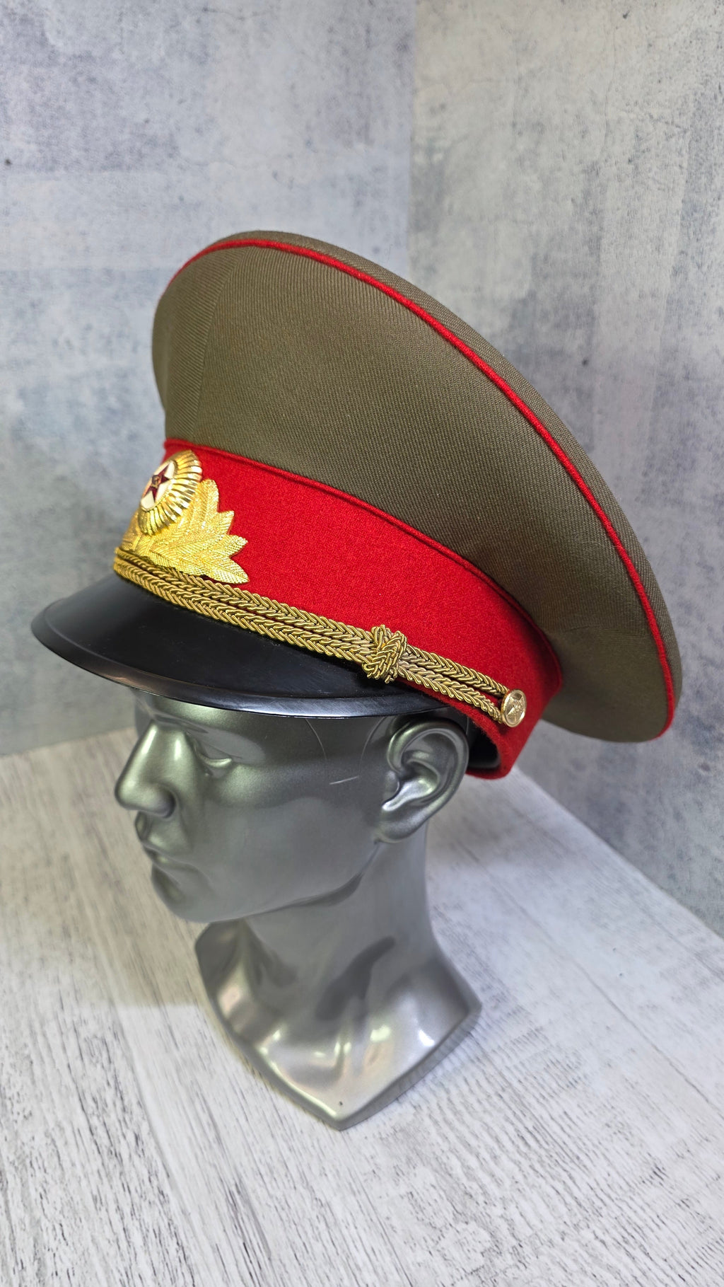 Soviet Army Officers Khaki Visor Hat USSR Military Dress Uniform Cap - Legend Returns Vintage