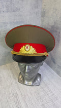 Soviet Army Officers Khaki Visor Hat USSR Military Dress Uniform Cap - Legend Returns Vintage