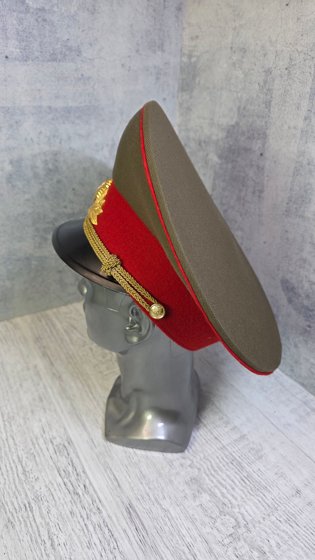 Soviet Army Officers Khaki Visor Hat USSR Military Dress Uniform Cap - Legend Returns Vintage