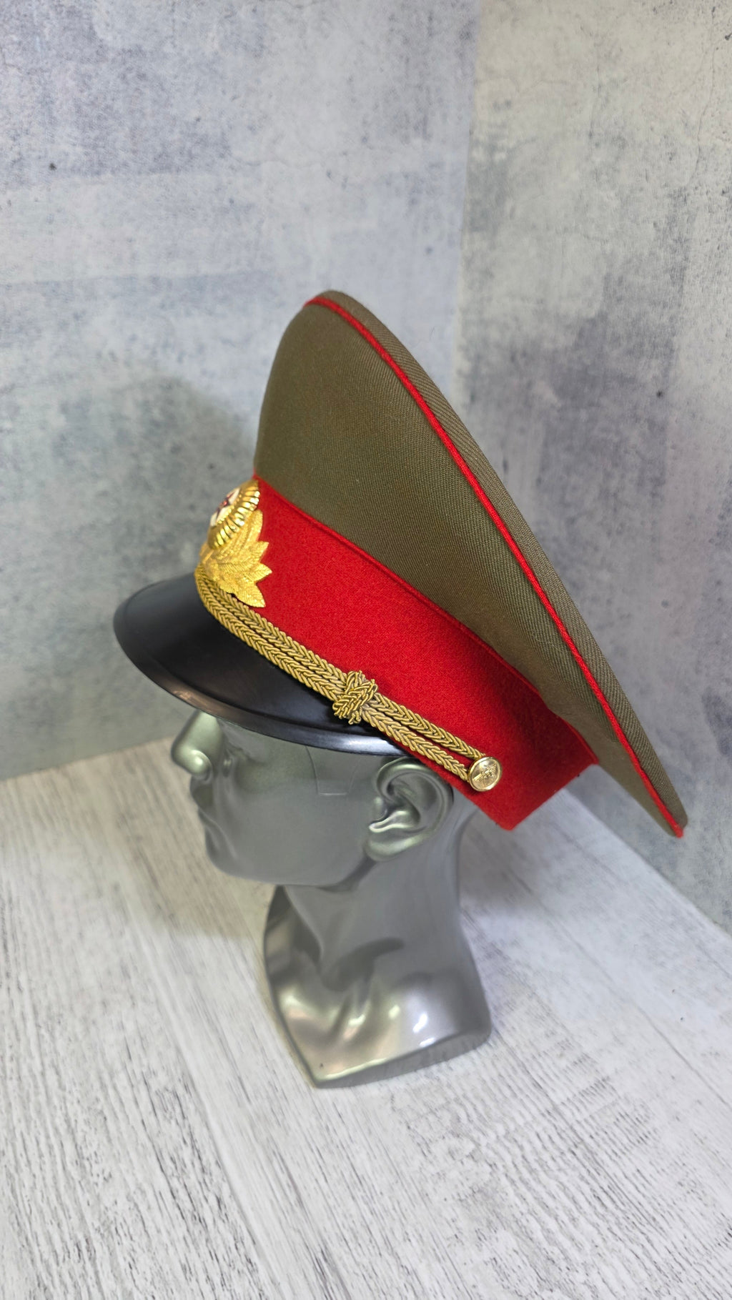 Soviet Army Officers Khaki Visor Hat USSR Military Dress Uniform Cap - Legend Returns Vintage